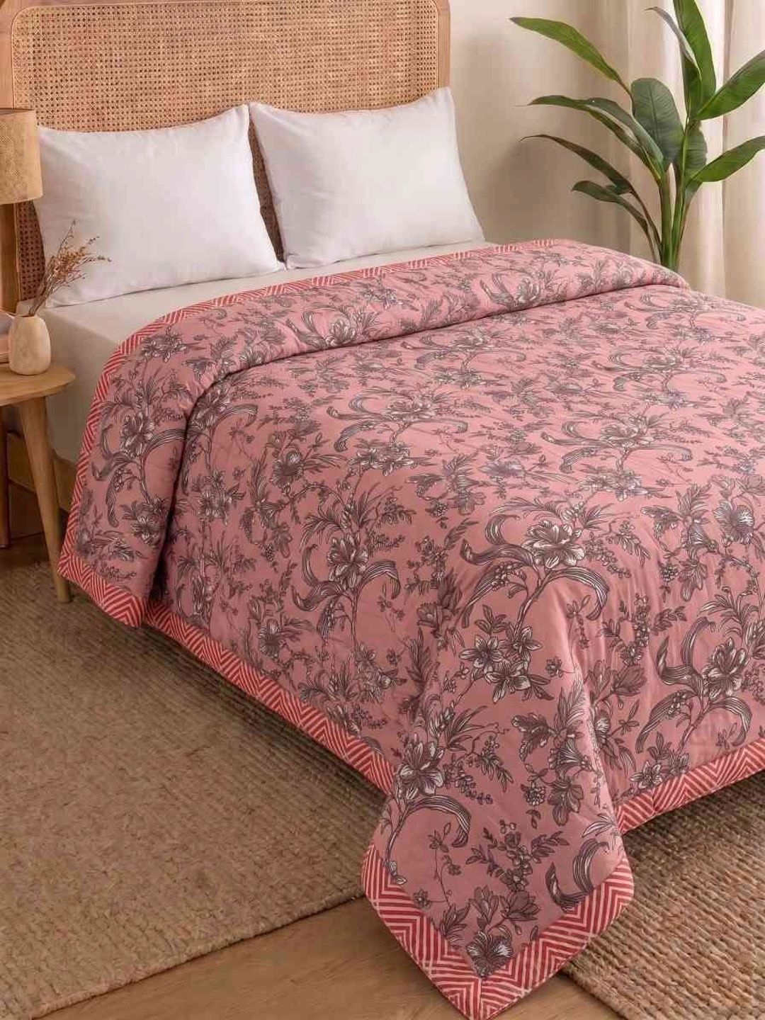 MAFATLAL Pink Floral Microfiber Mild Winter 120 GSM Dohar-picture-30