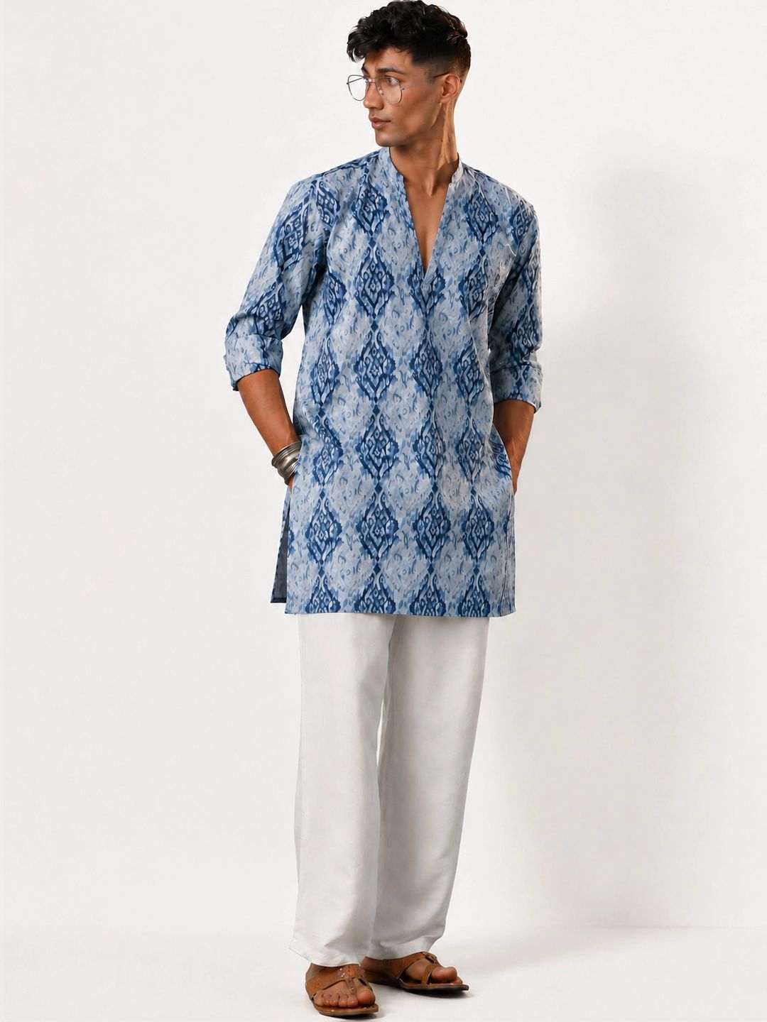 VASTRAMAY Men Ethnic Motifs Printed Regular Pure Cotton Kurta with Trousers-picture-40