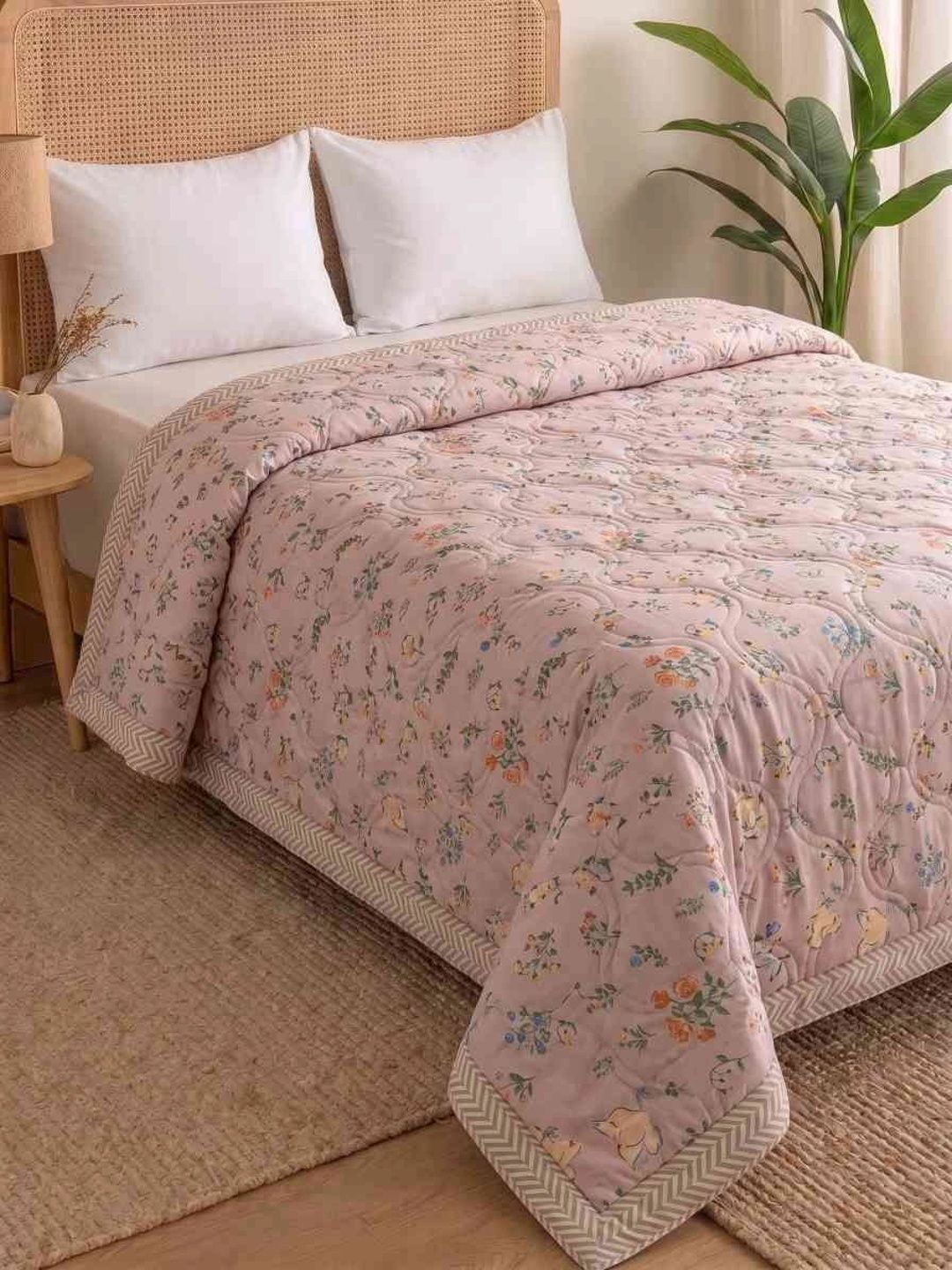 MAFATLAL Pink Floral Microfiber Mild Winter 120 GSM Quilt-picture-33