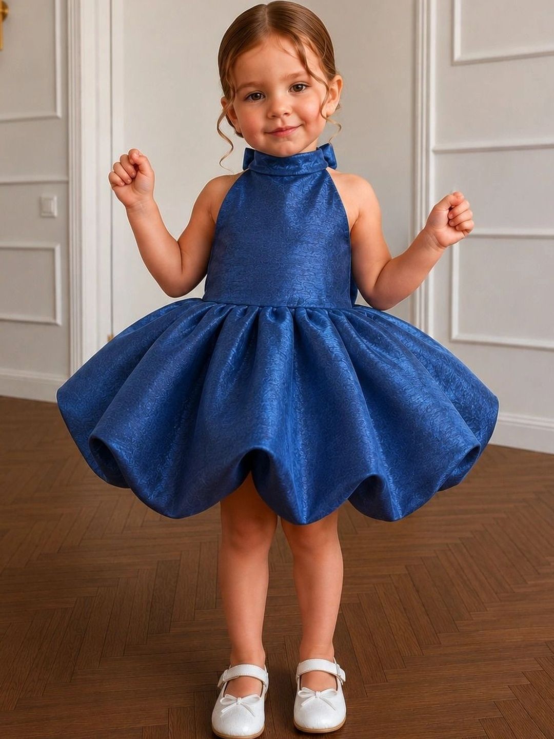 TILISM Halter Neck Satin A-Line Dress-picture-5
