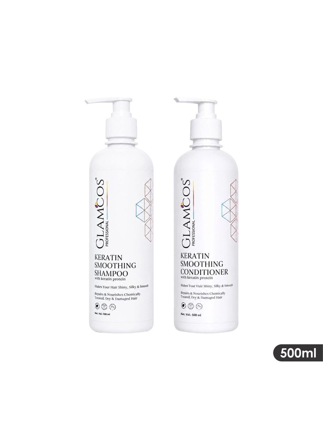 Glamcos Professional Set Of 2 Keratin Shampoo & Conditioner For Intense Repair -500ml Each-picture-12