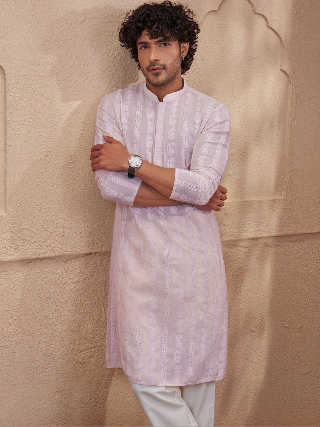 VASTRAMAY Men Embroidered Chikankari Kurta-picture-32