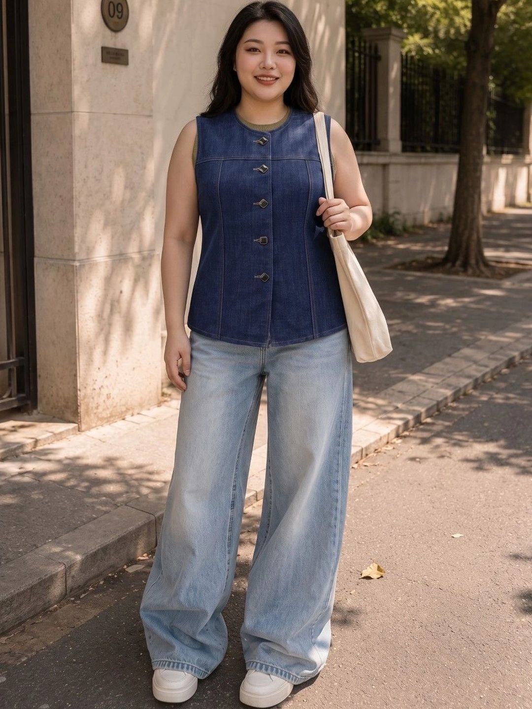 PURVIT Scoop Neck Denim Casual Waistcoat-picture-56