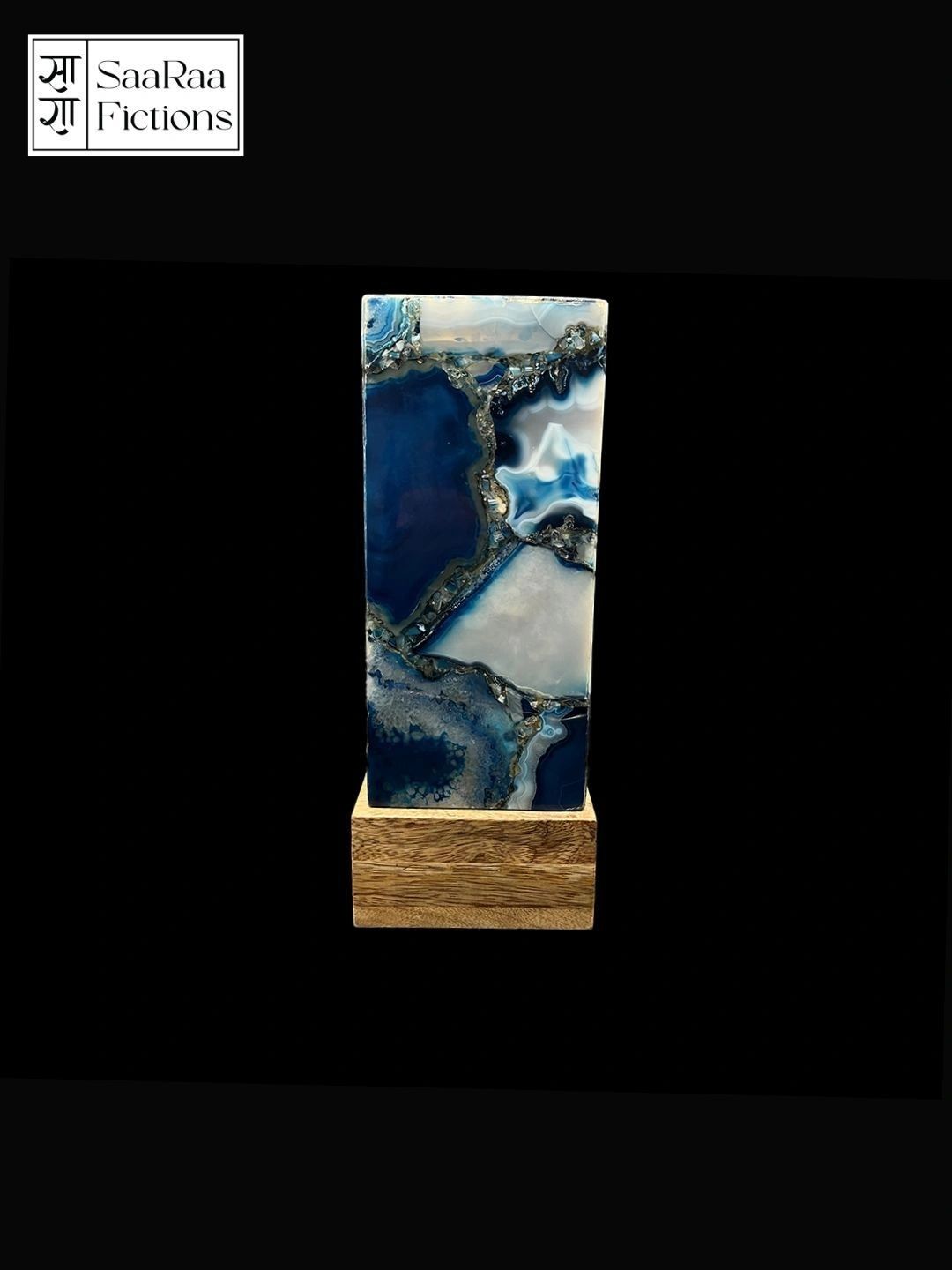 SAARAA FICTIONS Blue Textured Rectangle Table Lamp-image-46