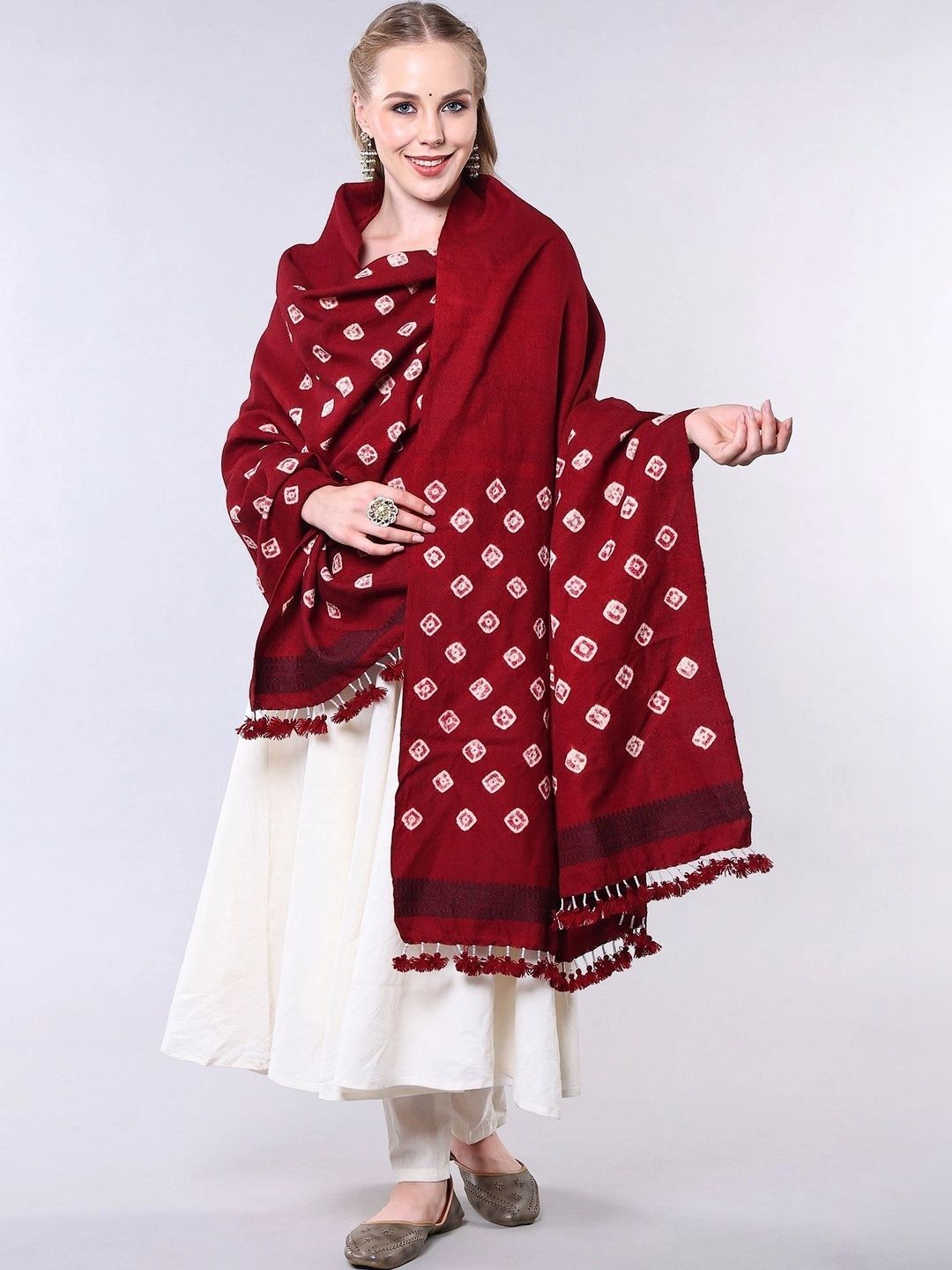 Exotic India Women Bandhani Printed Shawl-image-44