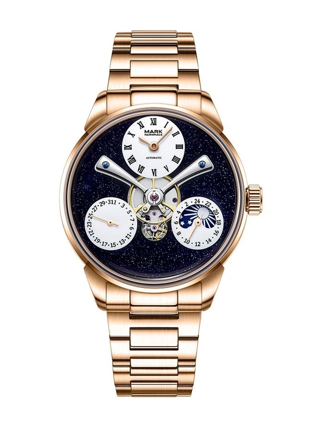mark fairwhale Men Patterned Dial & Stainless Steel Bracelet Style Straps Analogue Automatic Motion Powered Watch-picture-39