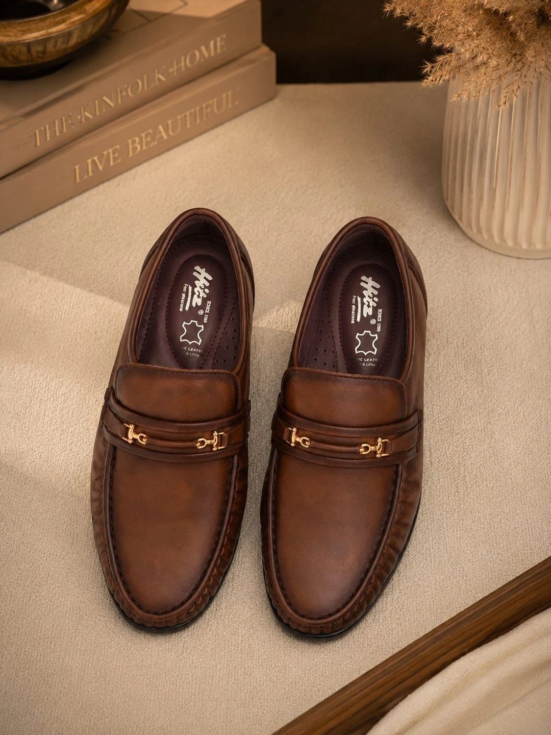 Hitz Men Leather Round Toe Slip-On Formal Loafers-image-9
