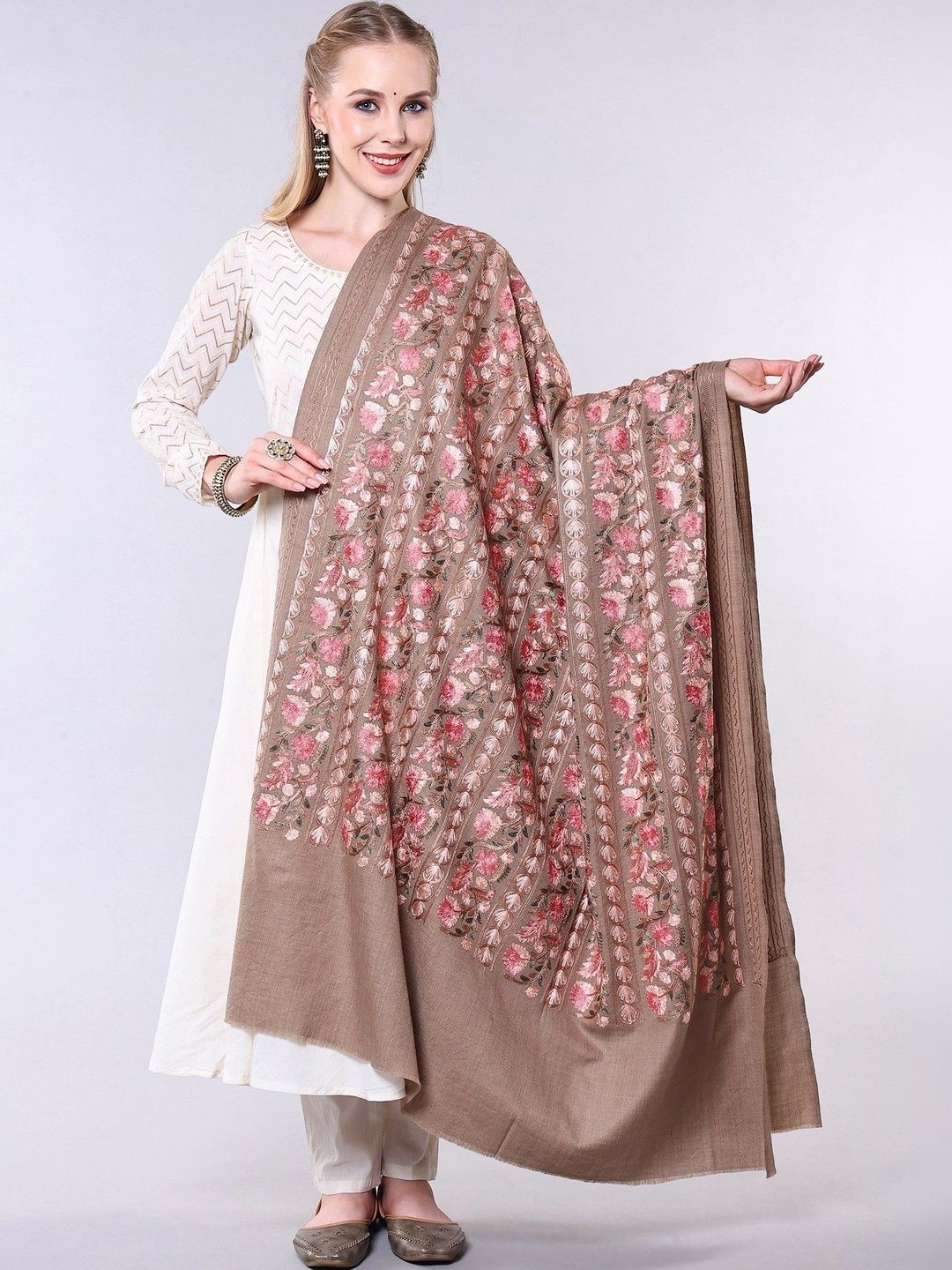 Exotic India Women Floral Embroidered Shawl-picture-48