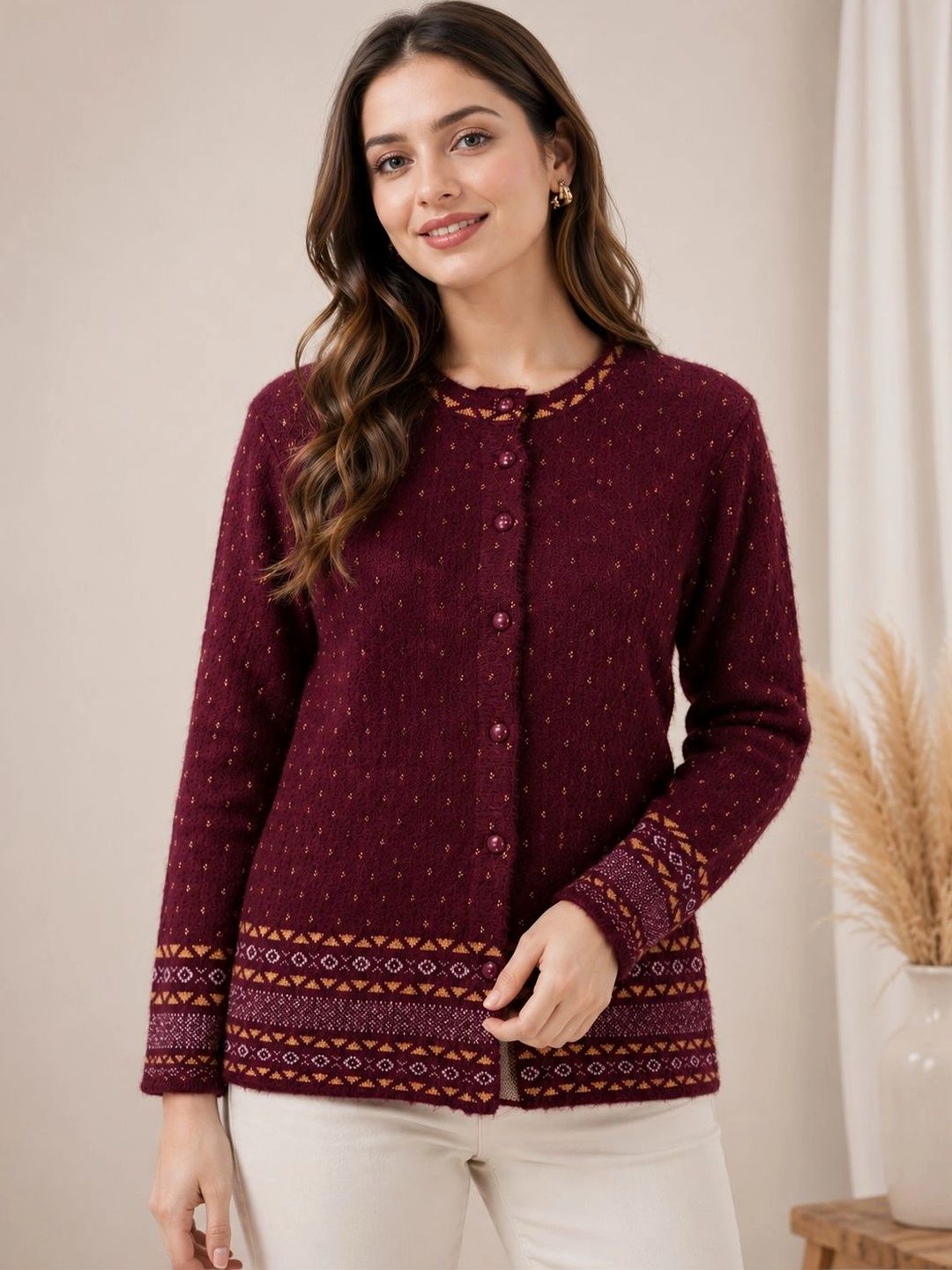 HIMYUG Women Printed Woollen Cardigan-picture-36