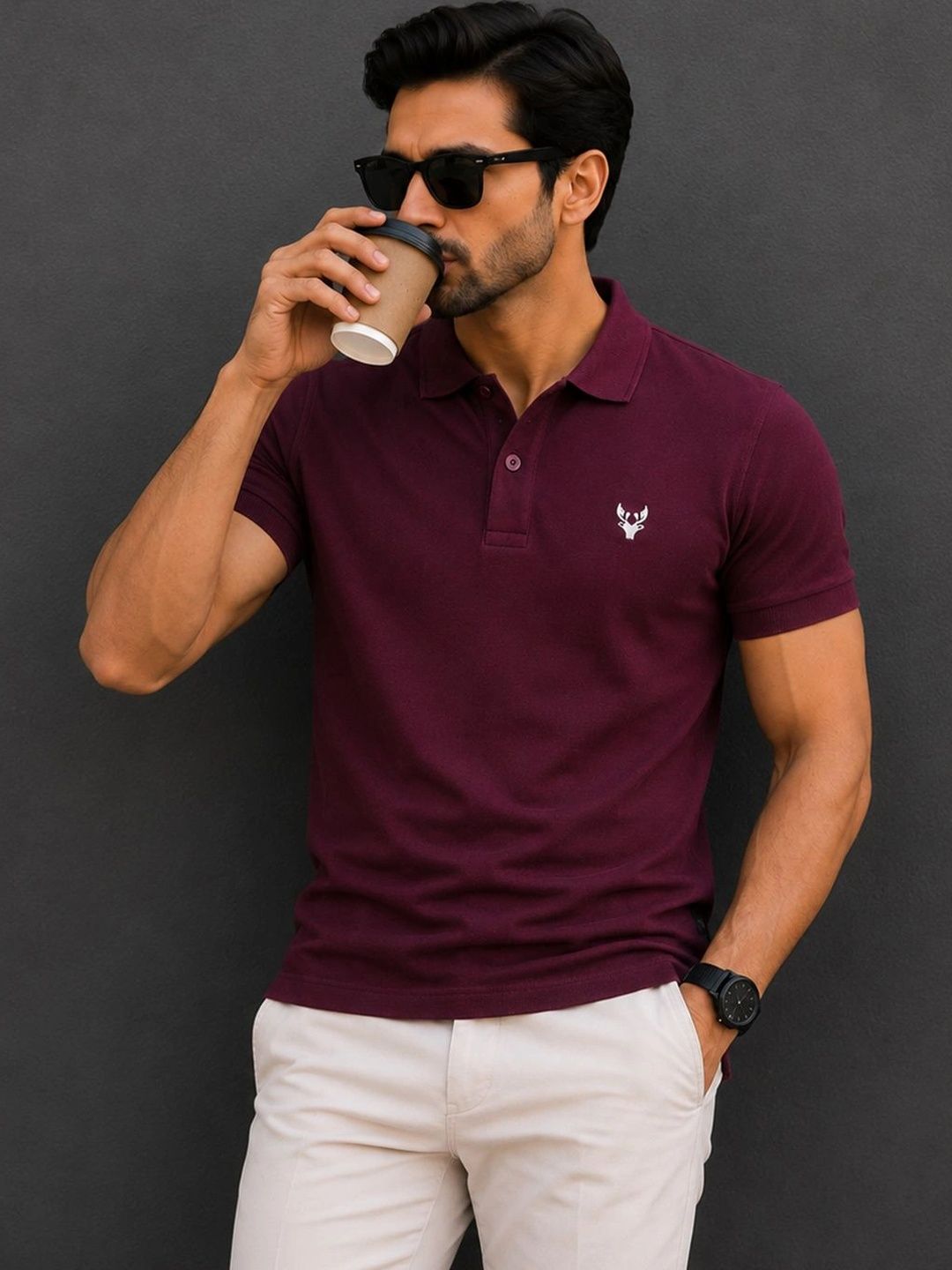 VIEW DESIGN Men Polo T-shirt with Brand Logo-image-4
