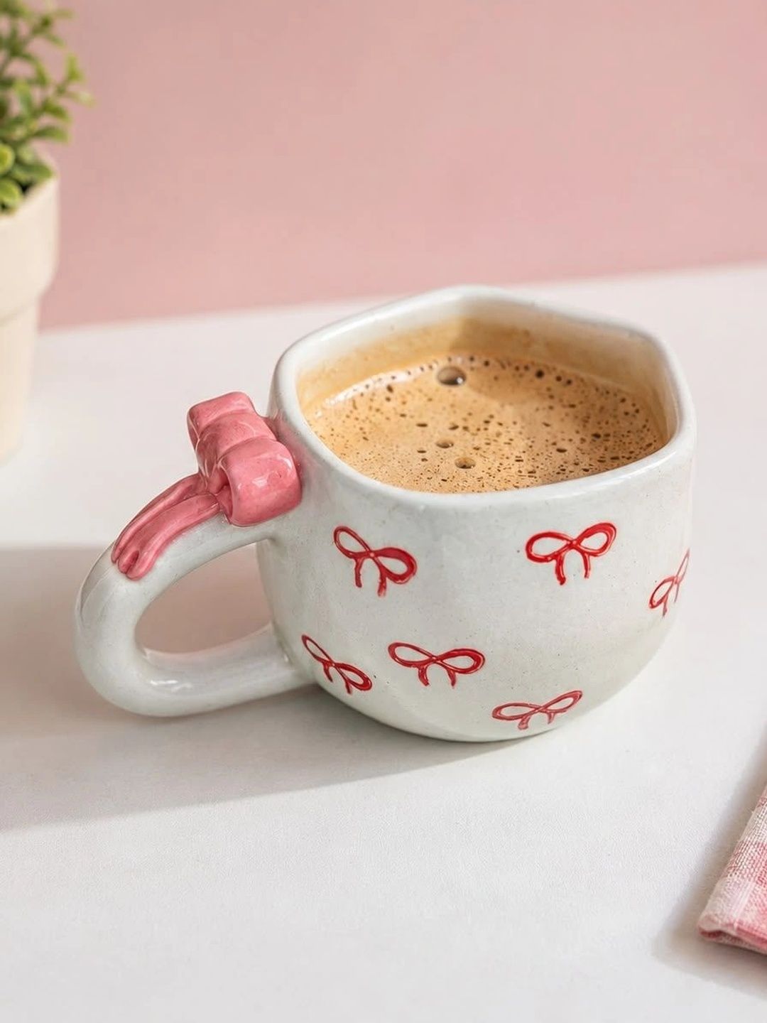 Heirloom Home White & Pink Bow Printed Ceramic Mugs-image-29