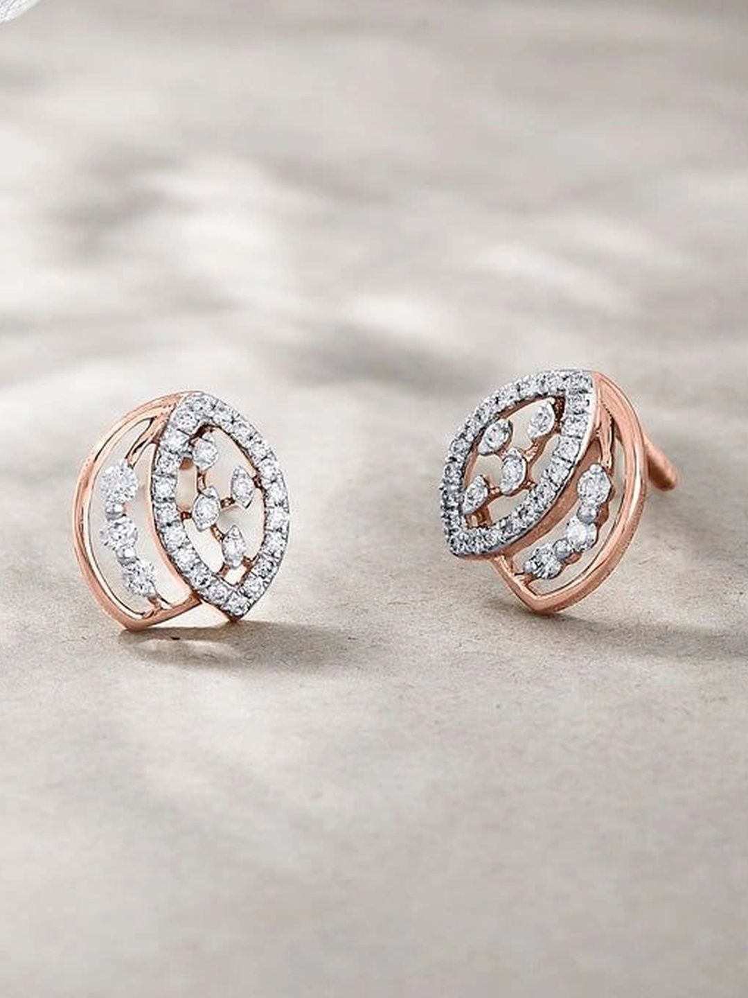 P N GADGIL JEWELLERS 14Kt Rose Gold Earrings With 0.15 Carat Natural Diamond - 1.5 g-picture-0