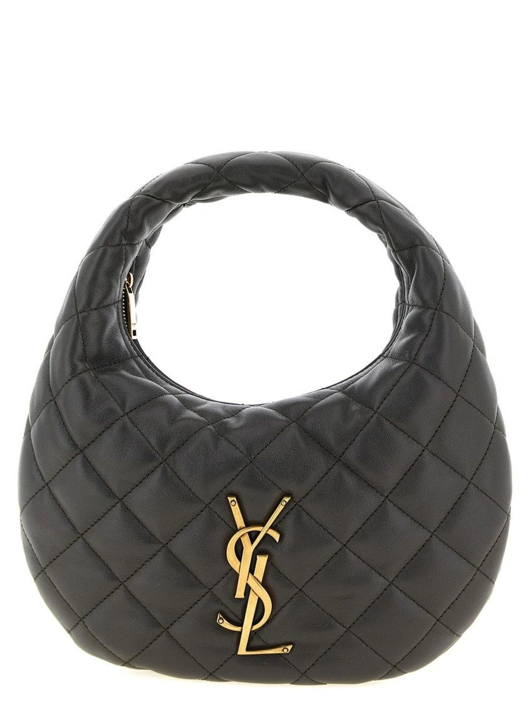 Saint Laurent Textured Leather Half Moon Sling Bag with Quilted-image-16