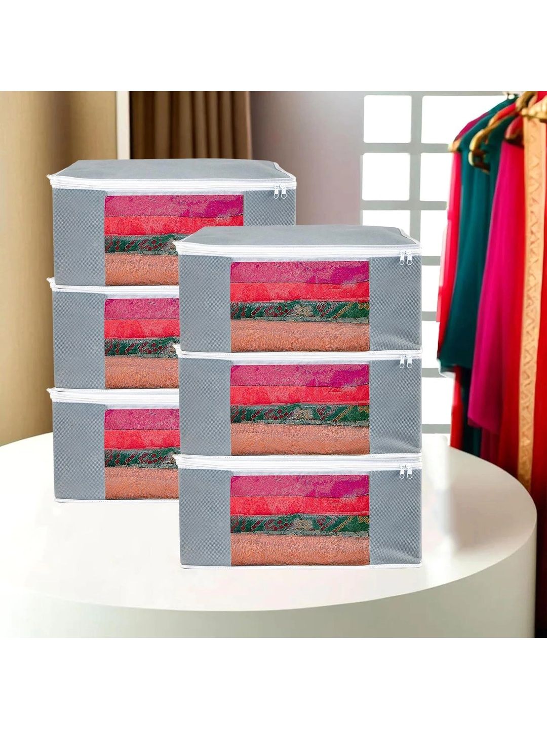 AARON INC Grey Set of 6 Reusable Multi-Utility Organisers-picture-34