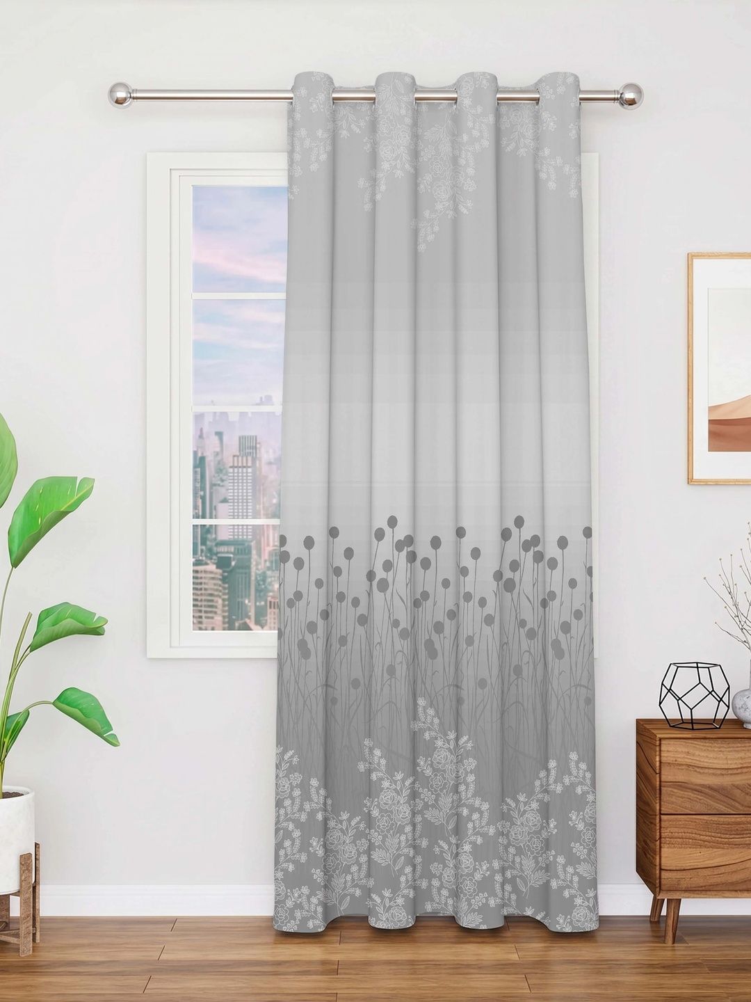 AAVIS DECOR Grey Floral Room Darkening Long Door Curtain-picture-34
