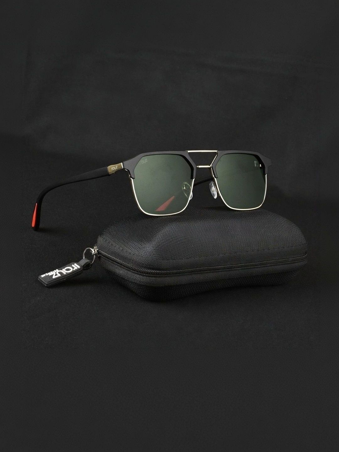 Irayz Unisex Green Lens & Black Square Sunglasses with-picture-32
