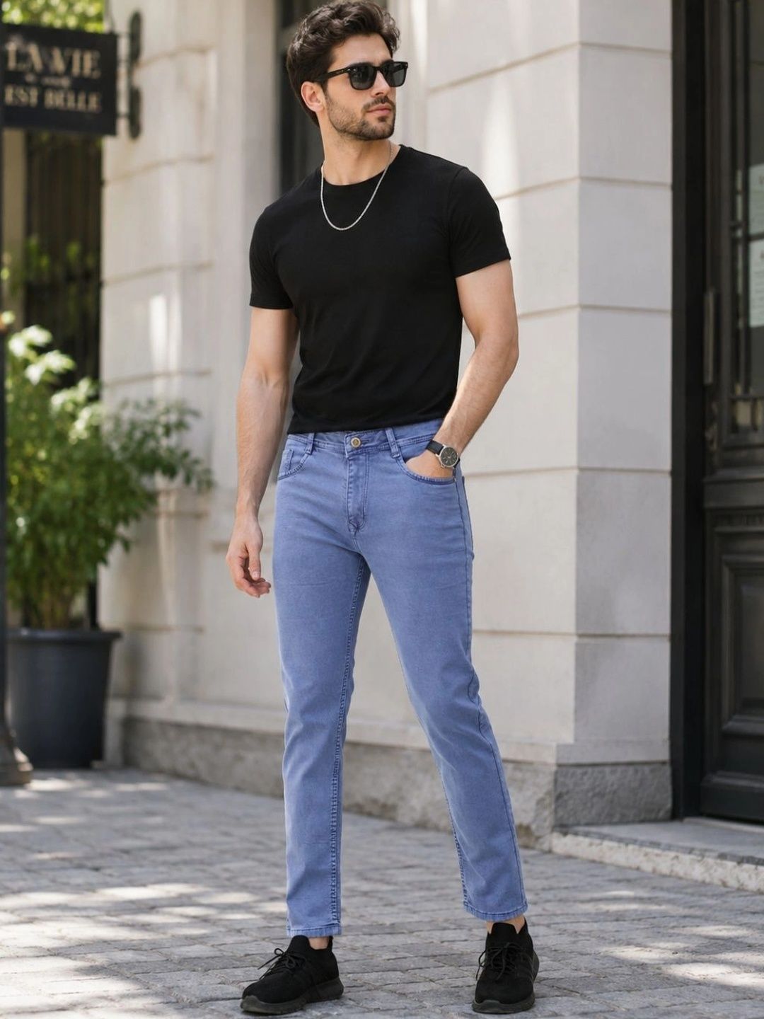 Kyber Men Jean Slim Fit Mid-Rise Light Fade Stretchable Jeans-picture-49