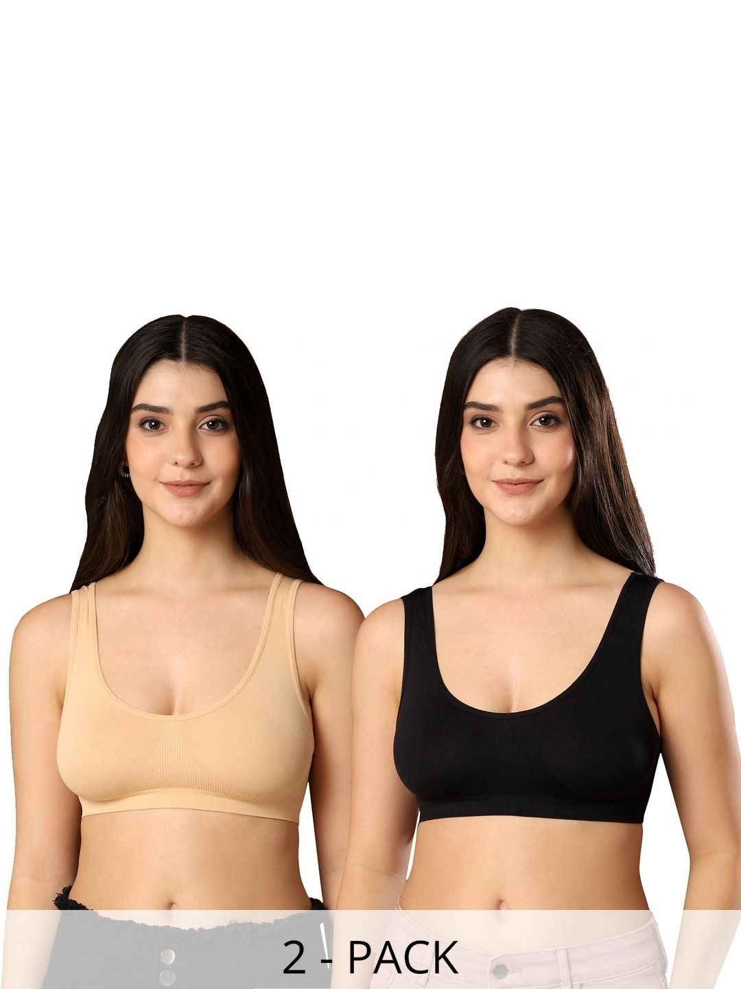 Moda Rapido Pack of 2 Non-Padded Full Coverage Stretchable Hosiery Cotton Sports Bra-picture-50