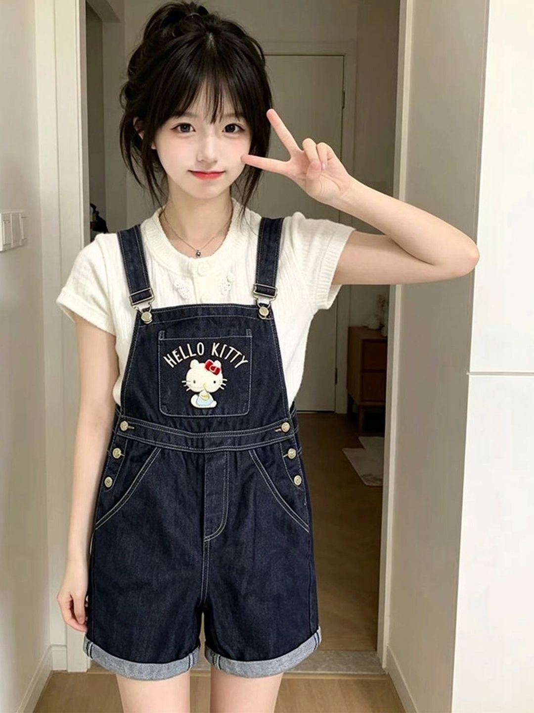 StyleCast Cotton Square Neck Self Design Jumpsuit-picture-31