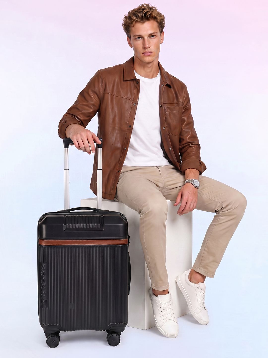 WROGN Textured Hard-Sided Cabin Trolley Suitcase 37L-picture-41