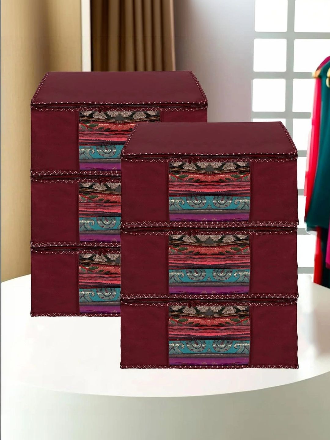 AARON INC Maroon Set of 6 Reusable Multi-Utility Organisers-picture-10