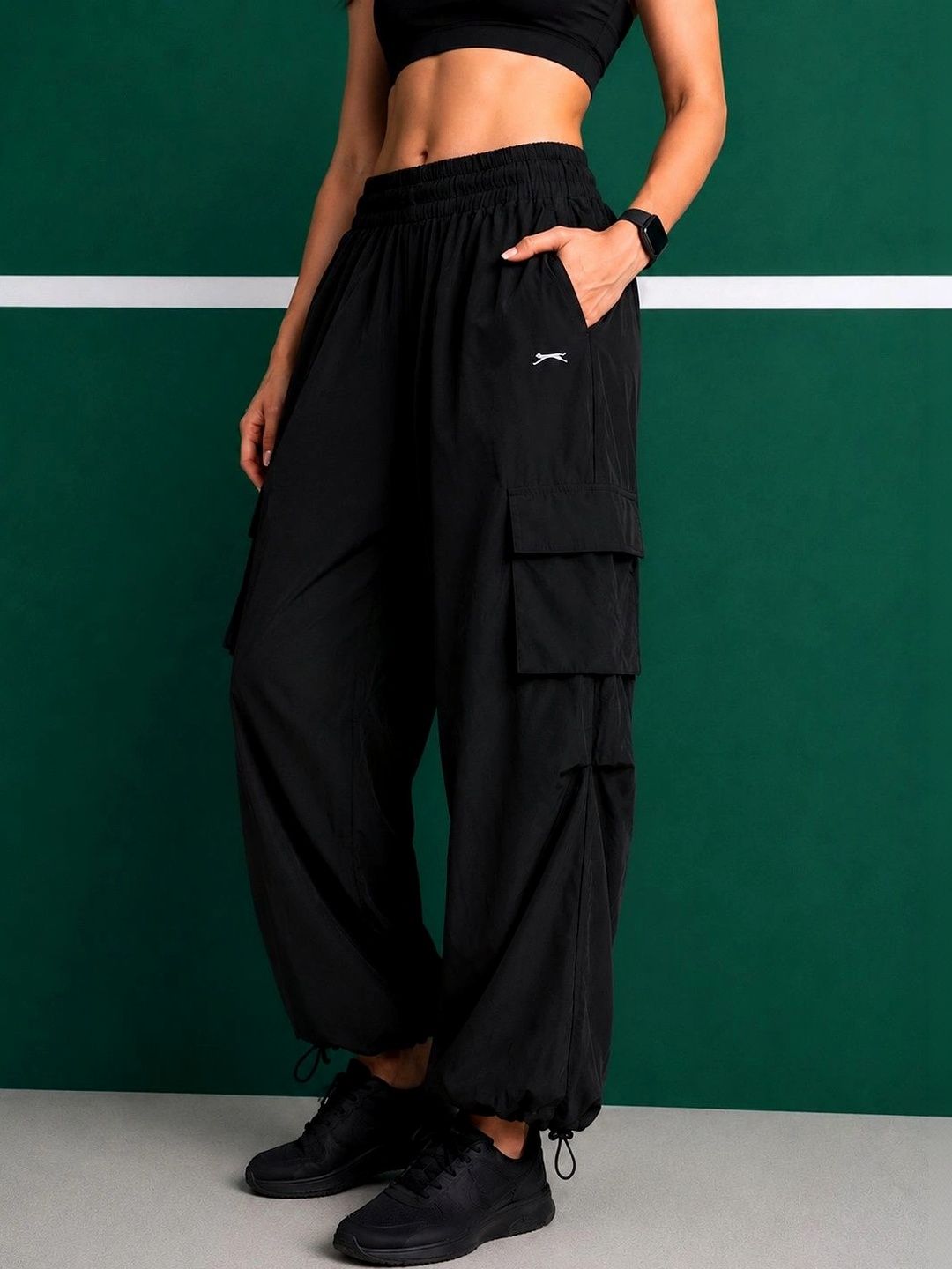 Slazenger Women Wide Leg Brand Logo Dry Fit Training Cargos-picture-39