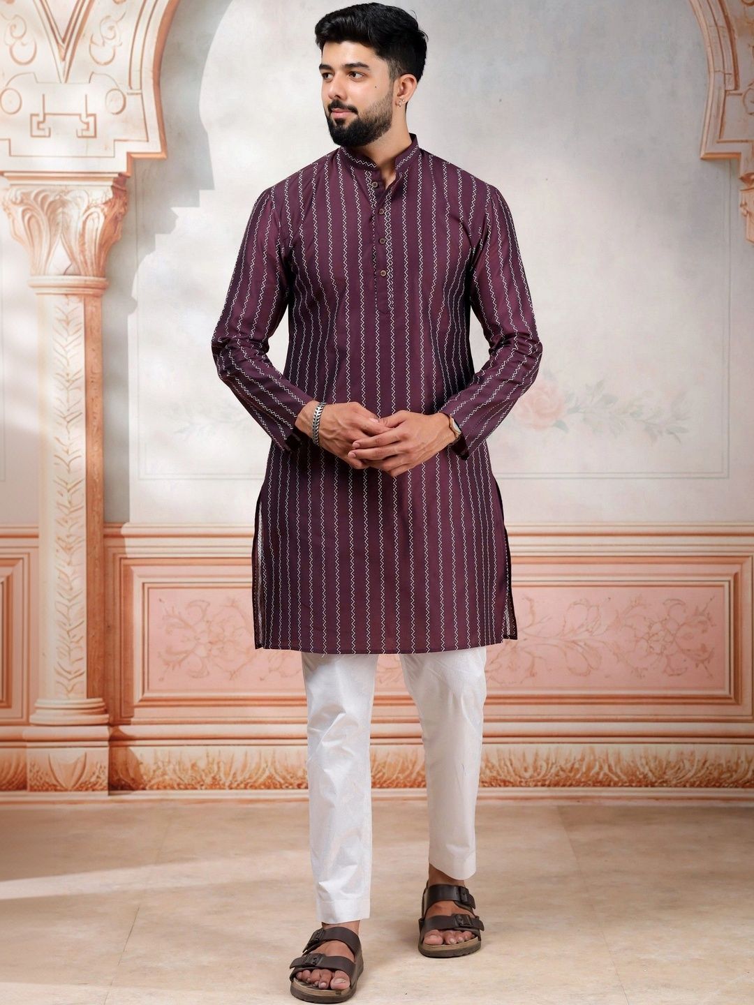Koshin Men Printed Regular Pure Cotton Kurta with Pyjamas-picture-48