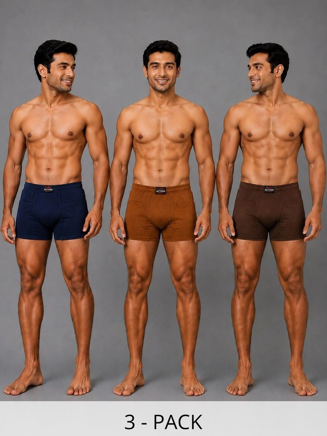 WHITEROSE Men Pack of 3 Anti Microbial Assorted Cotton Boxer-Style Briefs-picture-27
