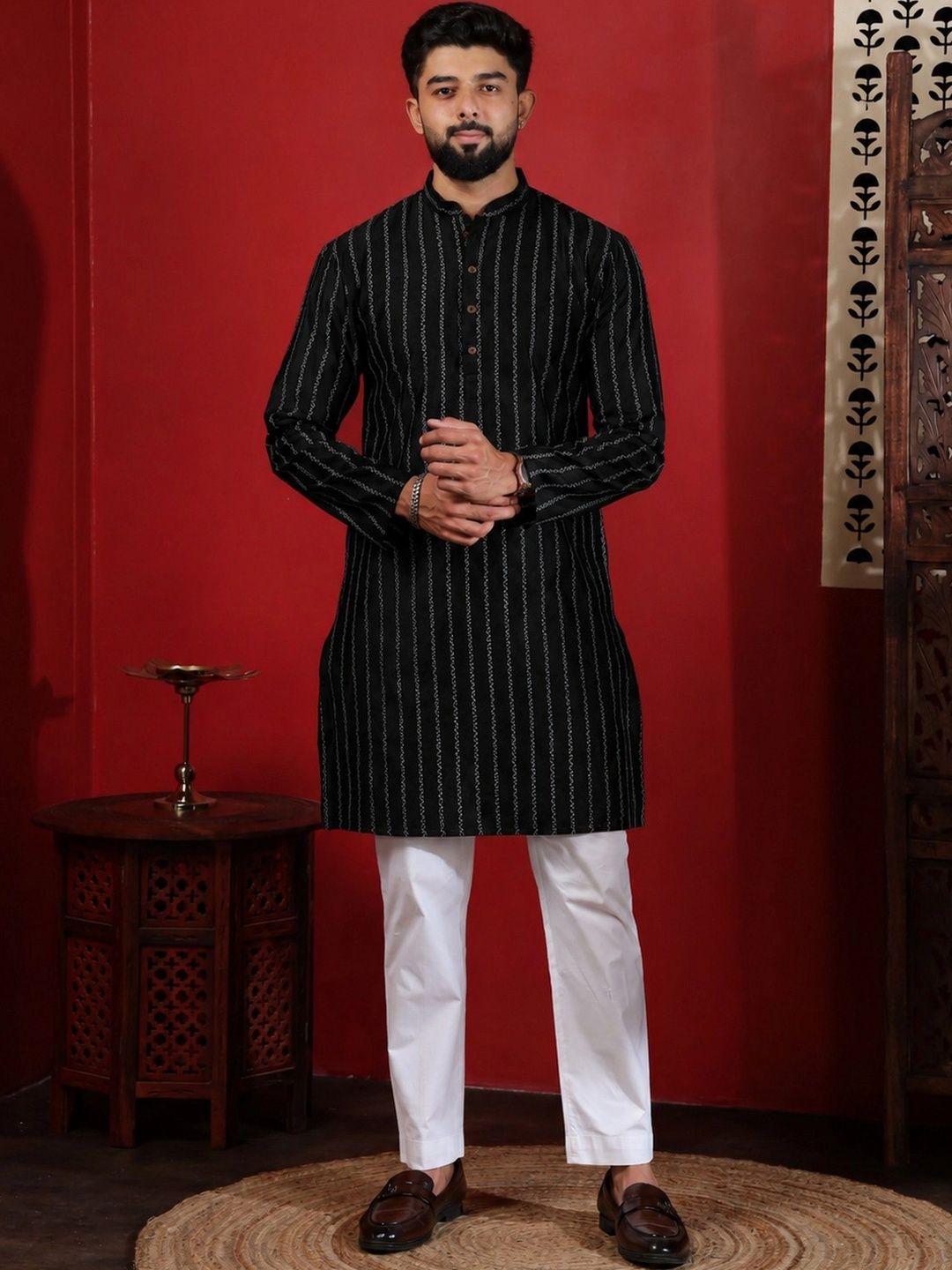 Koshin Men Printed Regular Pure Cotton Kurta with Pyjamas-picture-19