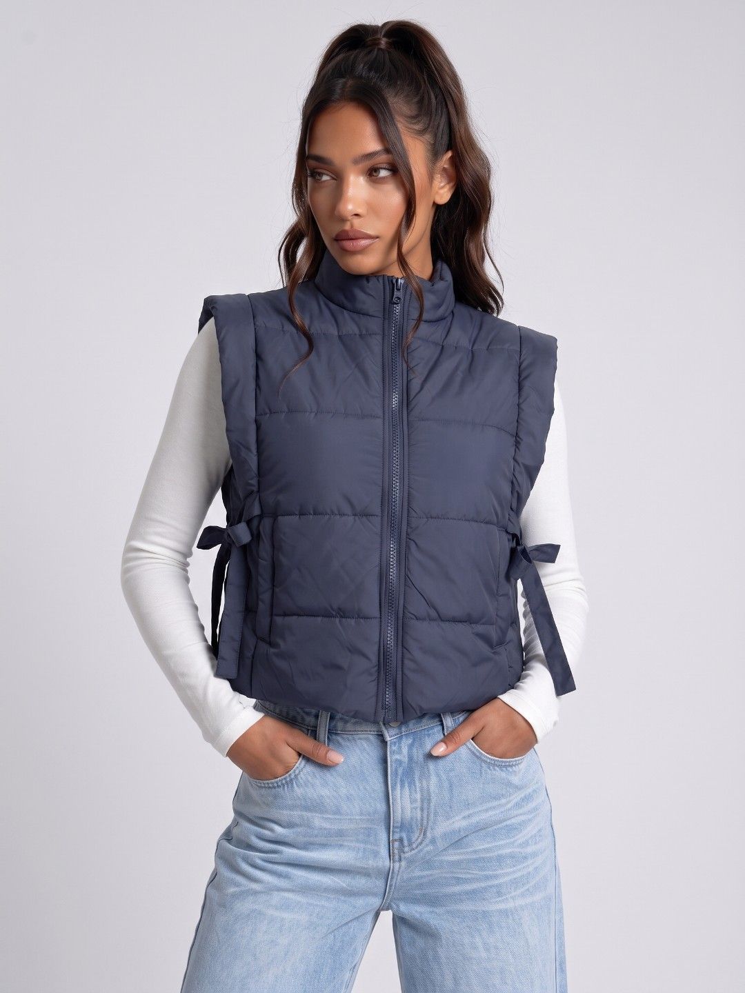 glitchez Mock Collar Relaxed Fit Gilet Jacket-picture-18