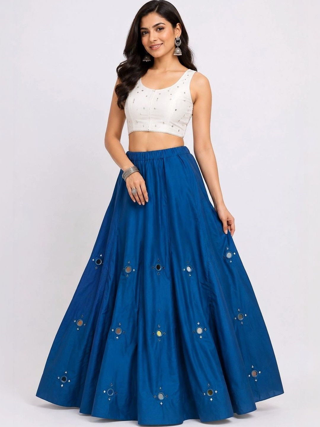 Desibutik Women Cotton Cotton Cambric Maxi Flared Skirt-picture-52