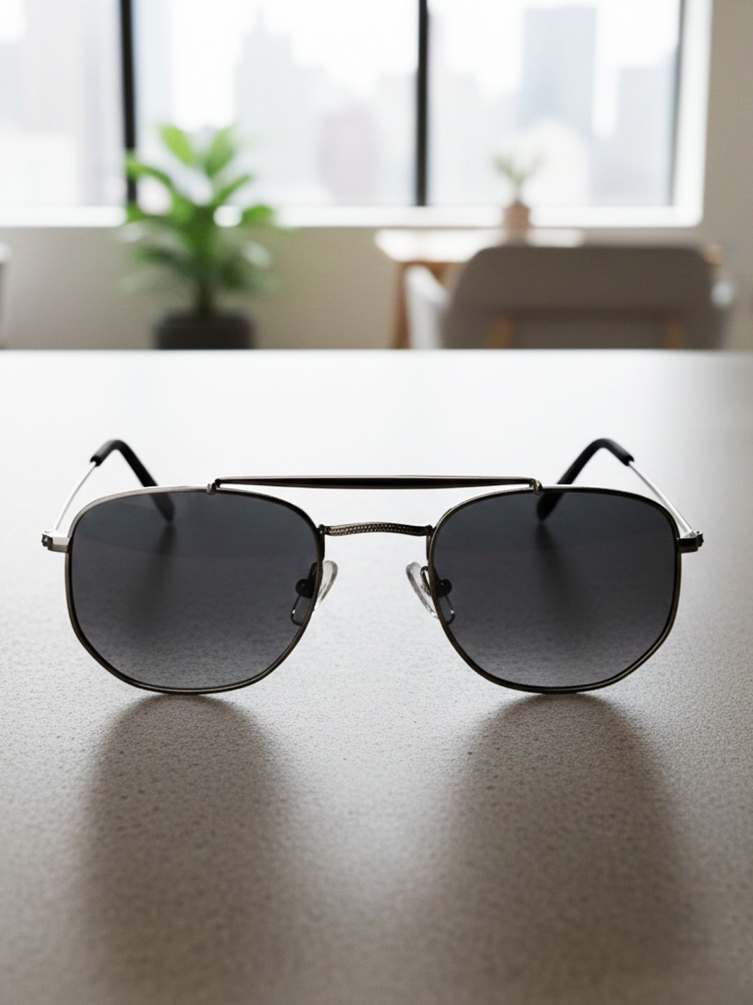 HRX by Hrithik Roshan Men Black Lens & Gunmetal-Toned Aviator Sunglasses with