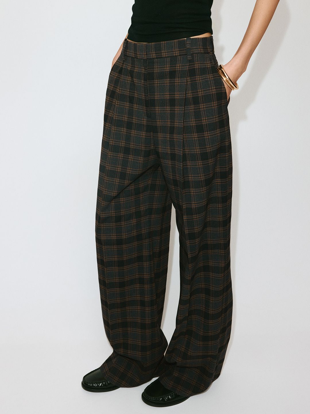 MANGO Women Checked Mid Rise Trousers-picture-24