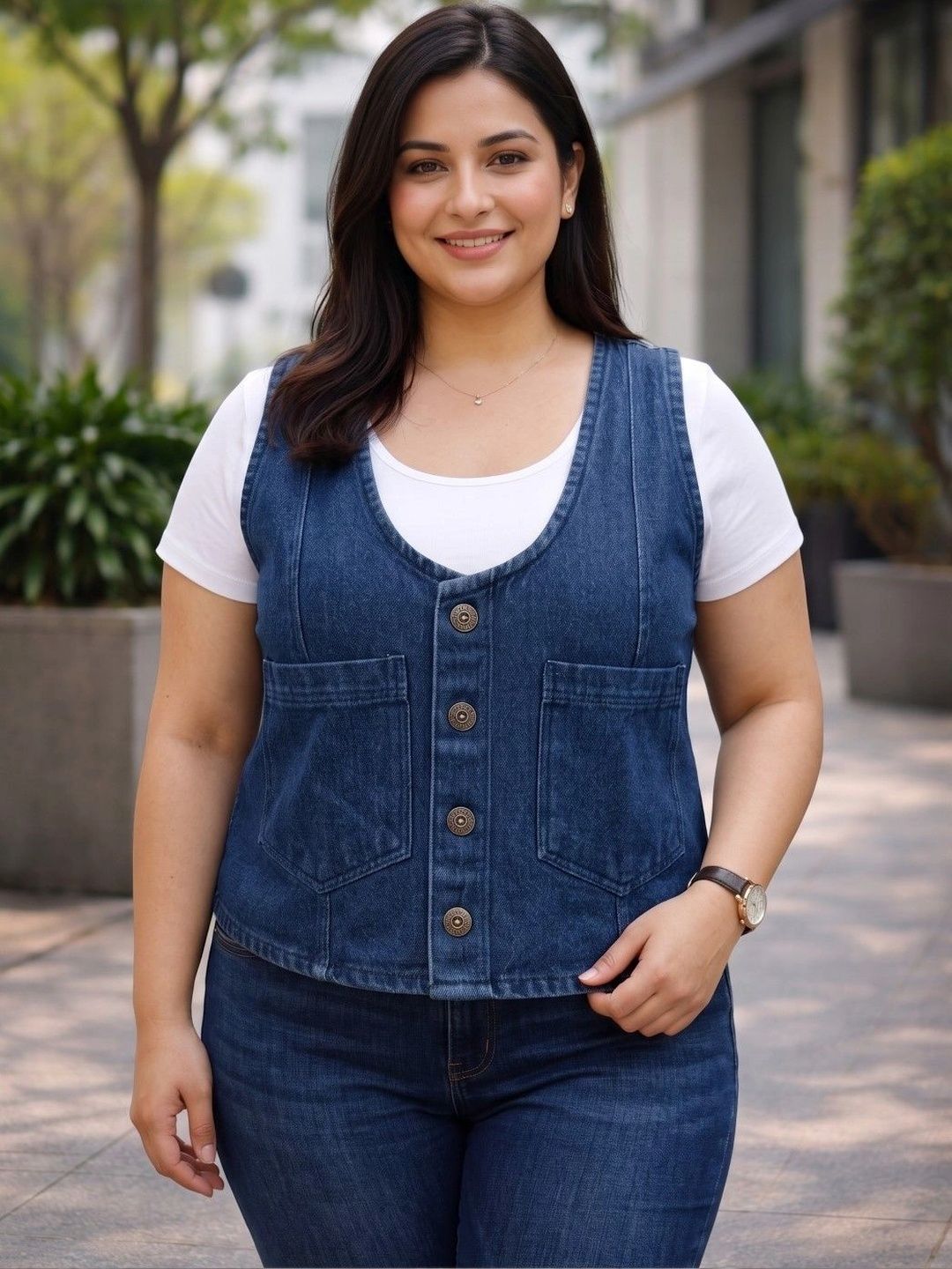 NEW-18 Scoop Neck Denim Waistcoat-image-41