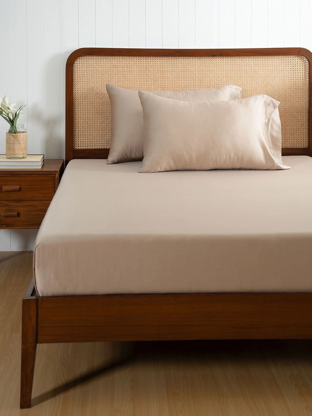 MASPAR Beige 400 TC King Bedsheet with 2 Pillow Covers-image-48
