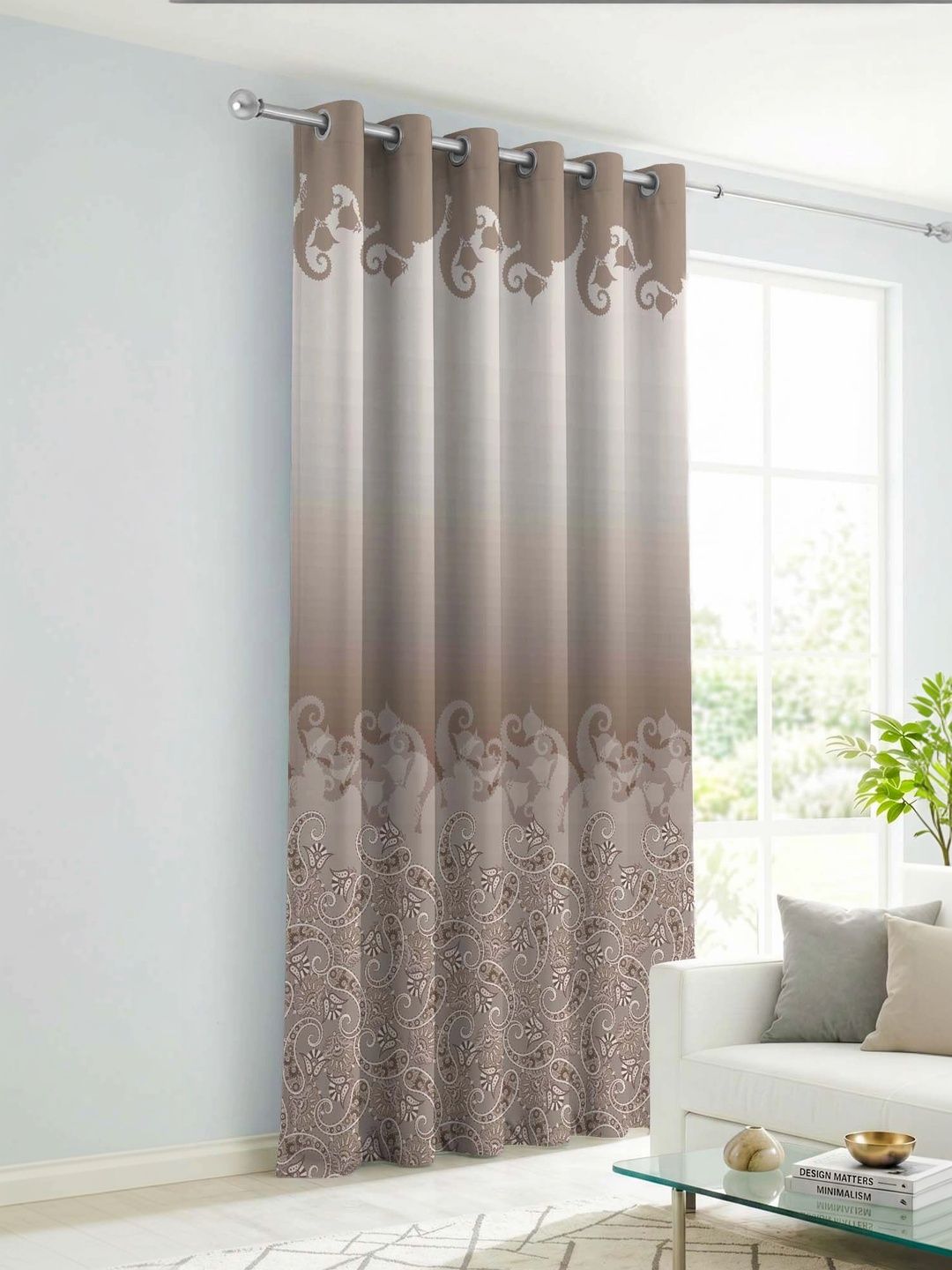 AAVIS DECOR Brown & White Room Darkening Window Curtain-image-45