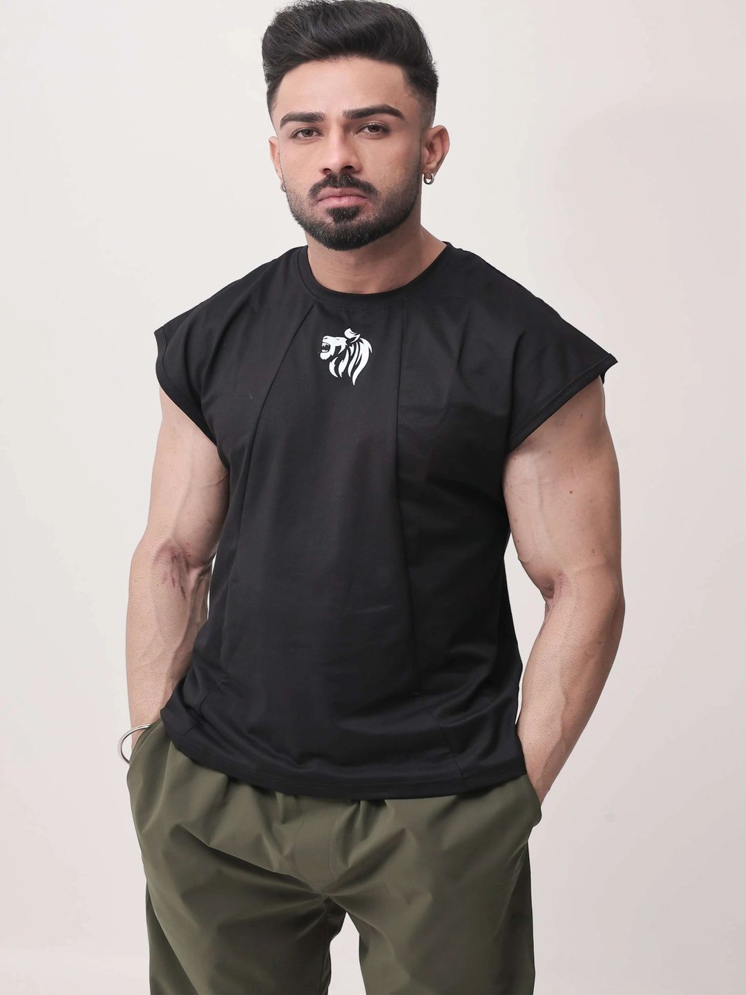 PLG Men Brand Logo Drop-Shoulder Sleeves T-shirt-image-49