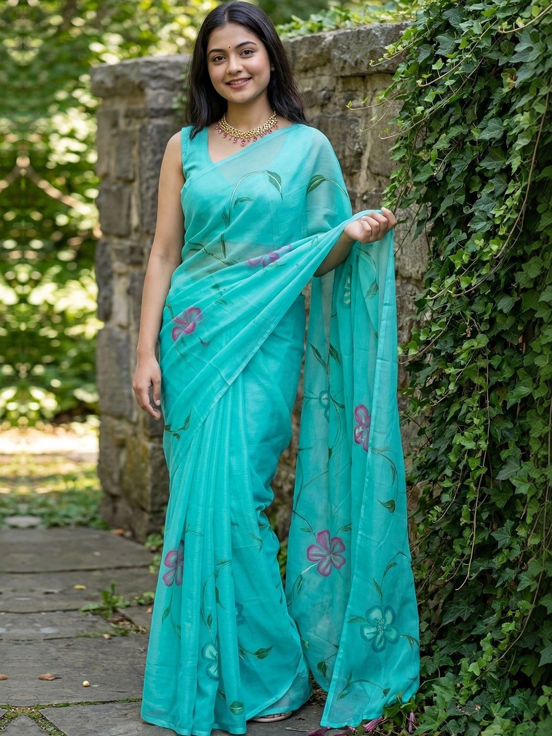 Anouk Floral Pure Georgette Designer Saree-picture-46