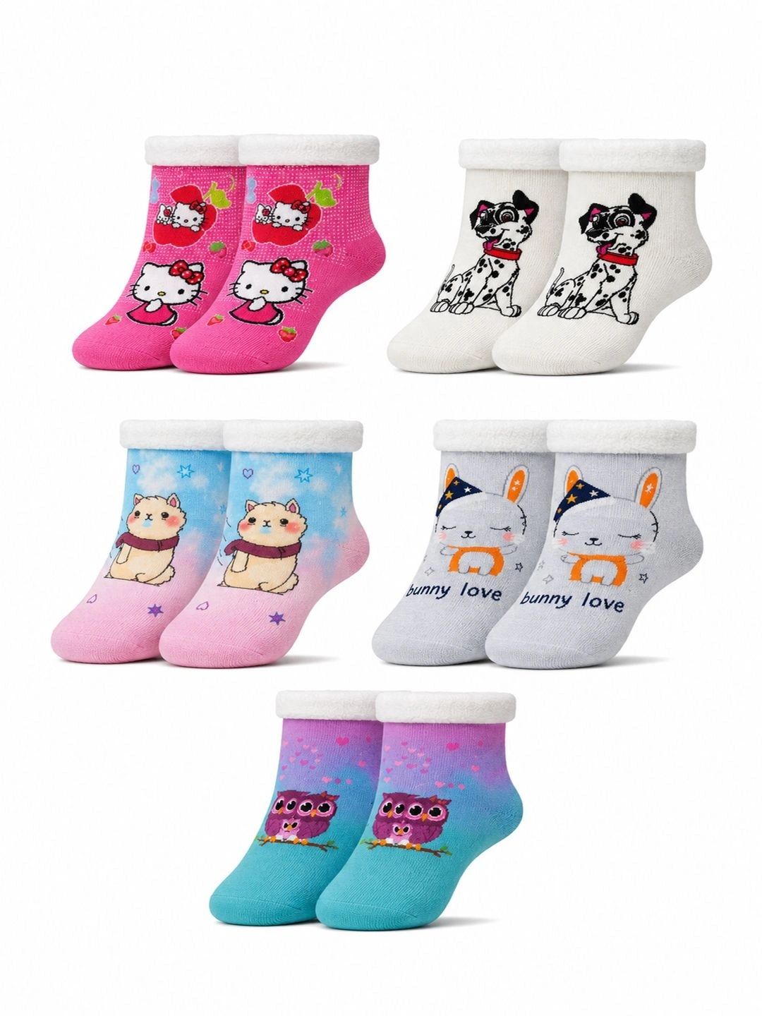 CORTICA Unisex Kids Pack of 5 Assorted Patterned Above Ankle Socks-picture-48