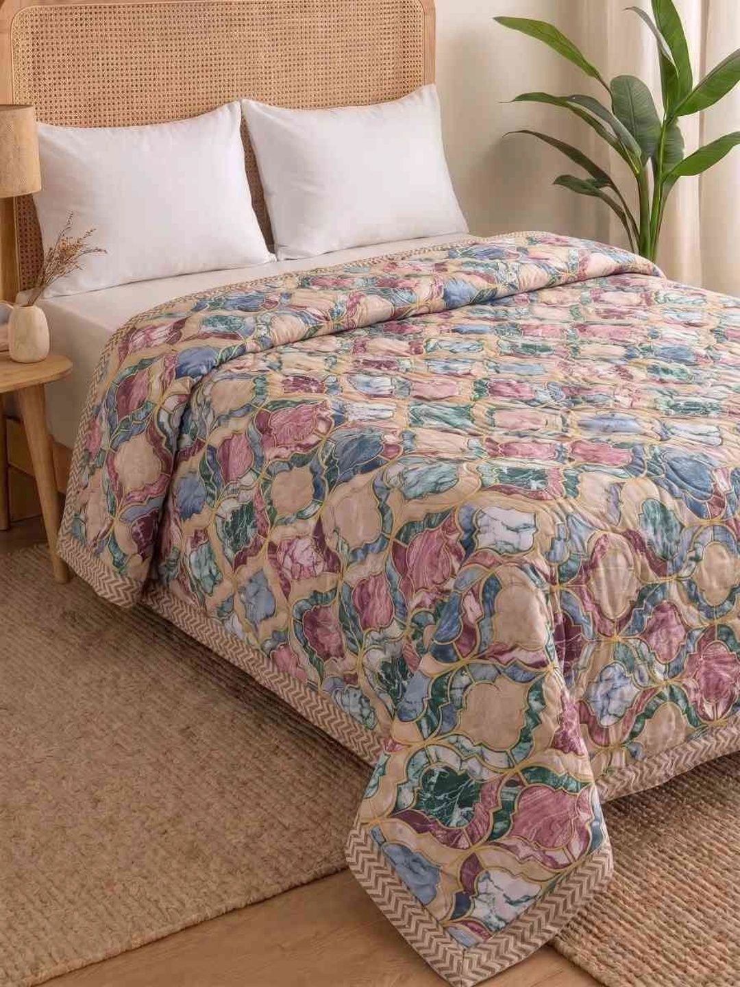 MAFATLAL Multicoloured Floral Microfiber Mild Winter 120 GSM Quilt-picture-34