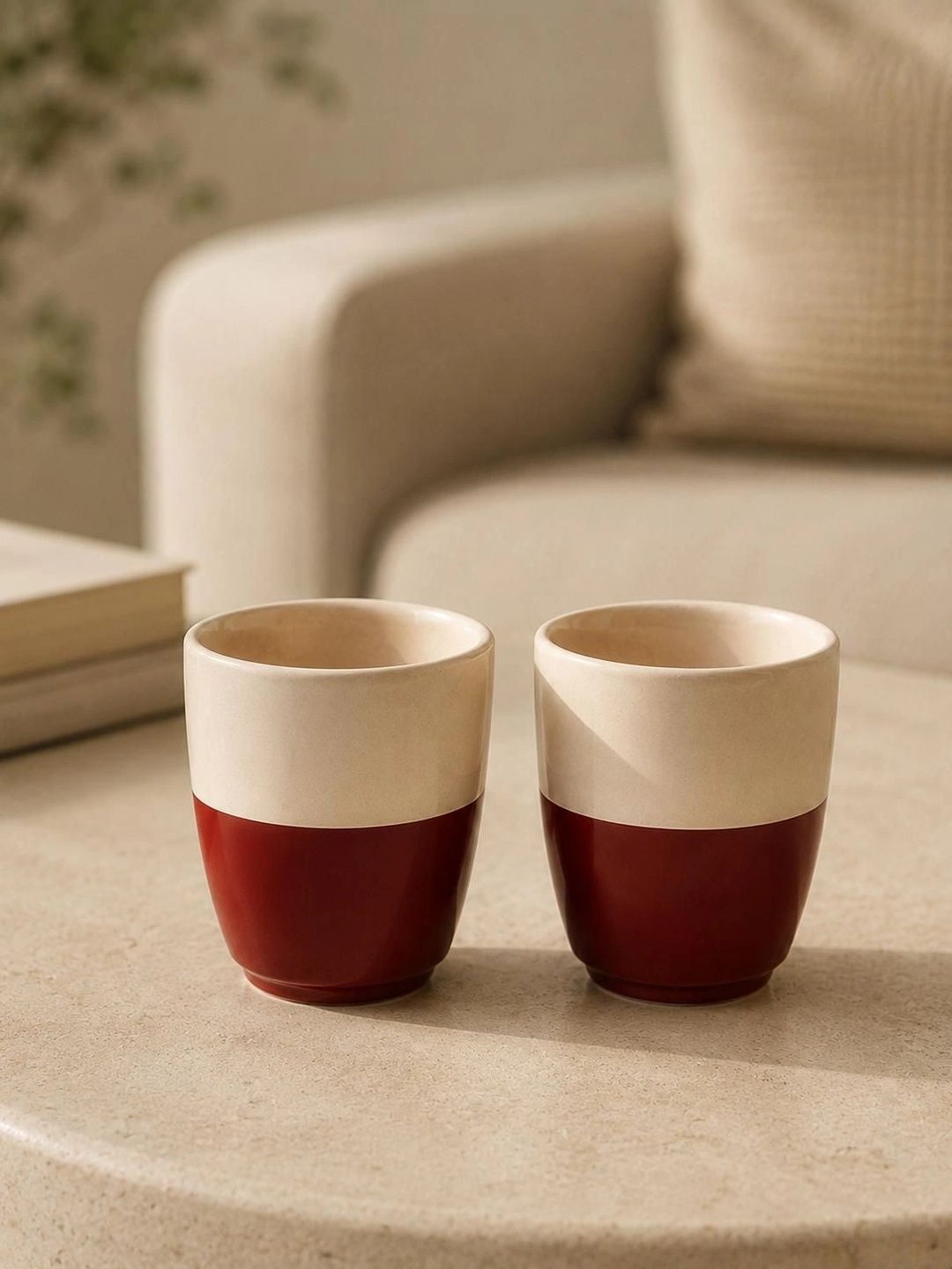 nestcase Red Crafted Ceramics Solid Ceramic Matte Kulhad Set of Cups and Mugs-image-32