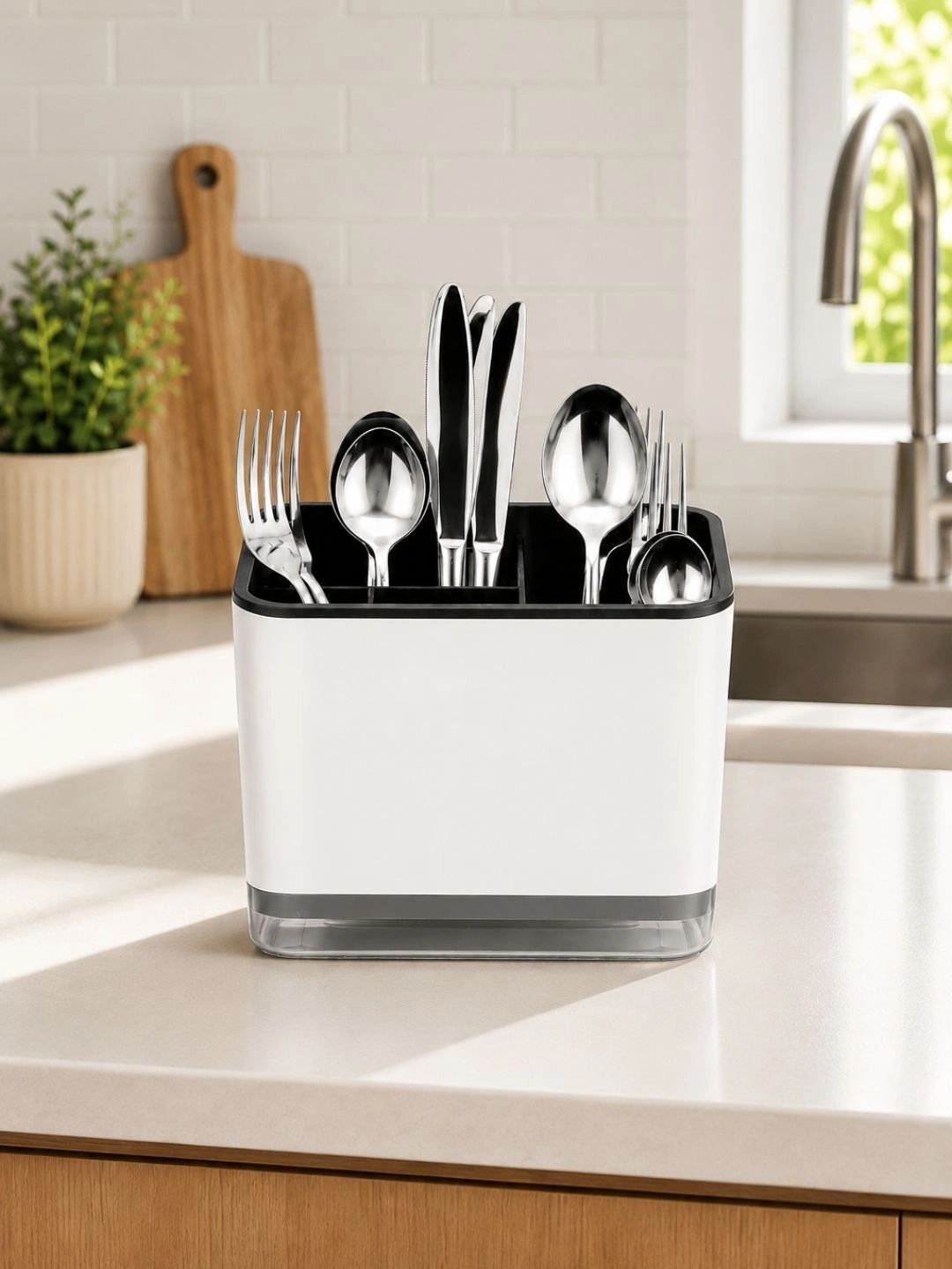 KitchEase Black Plastic Cutlery Holder-picture-36