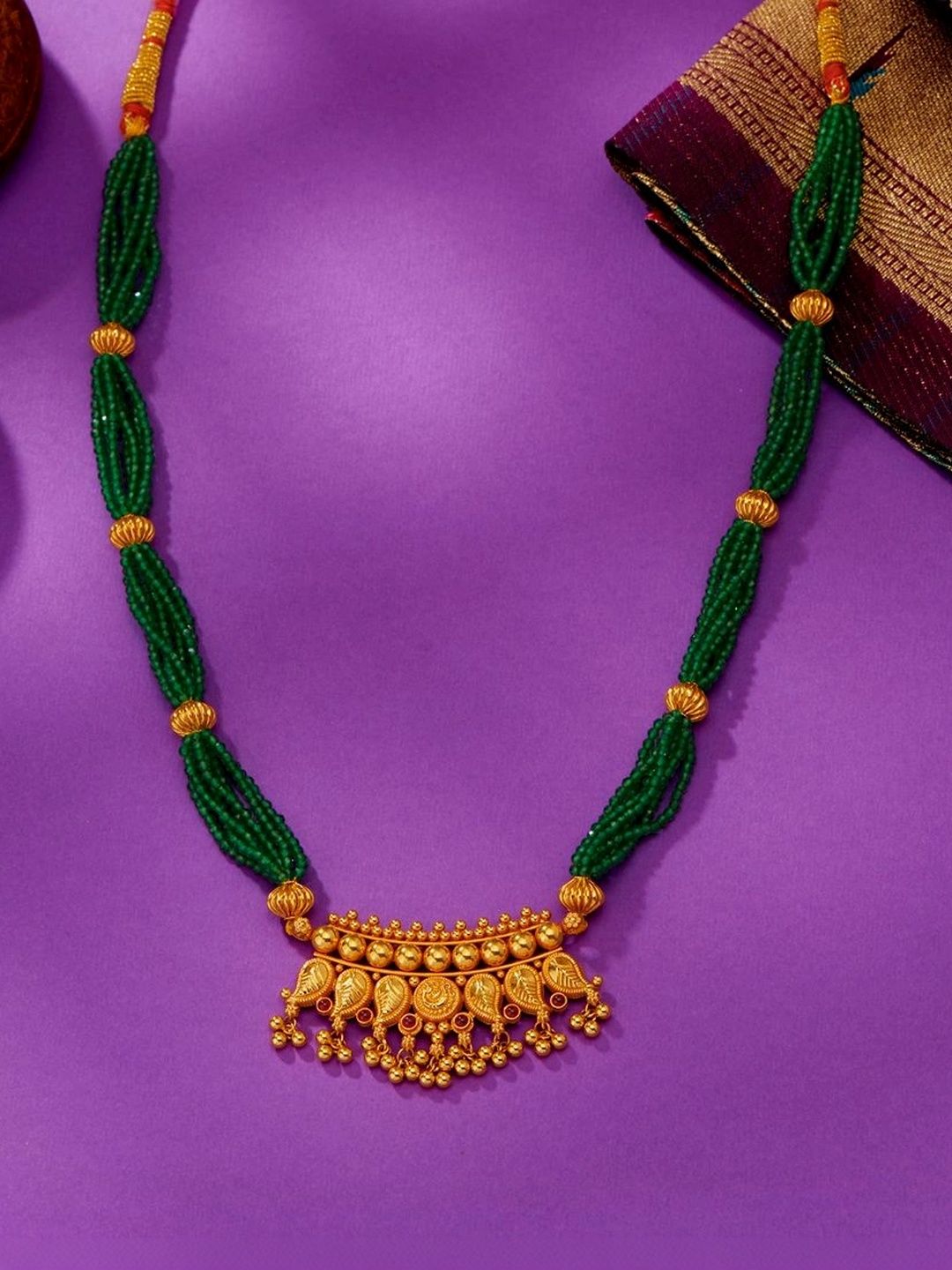 P N GADGIL JEWELLERS 22KT Gold Evergreen Charm Thushi Necklace - 10 g-picture-2