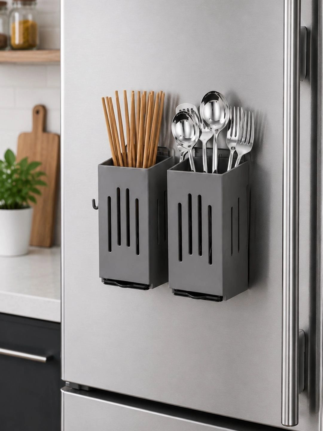 KitchEase Grey Plastic Cutlery Holder-picture-47