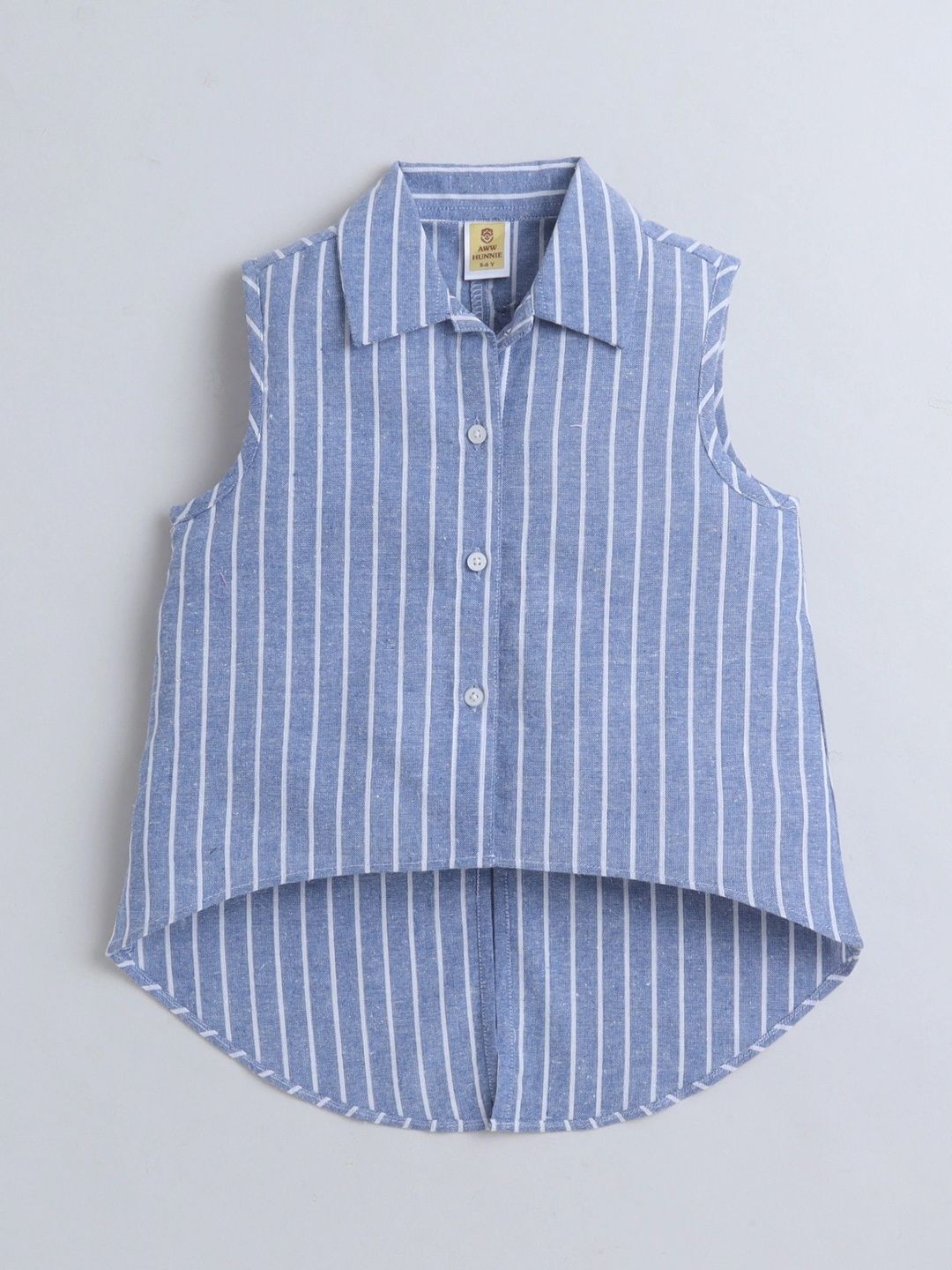 AWW HUNNIE Striped Cotton Blend High-Low Top-picture-17