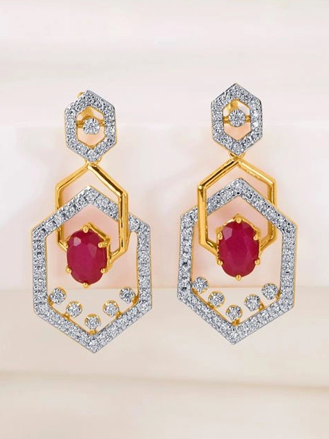 P N GADGIL JEWELLERS 14Kt Gold Drops & Danglers Earrings With 0.48 Carat Diamond - 6.0g-picture-18
