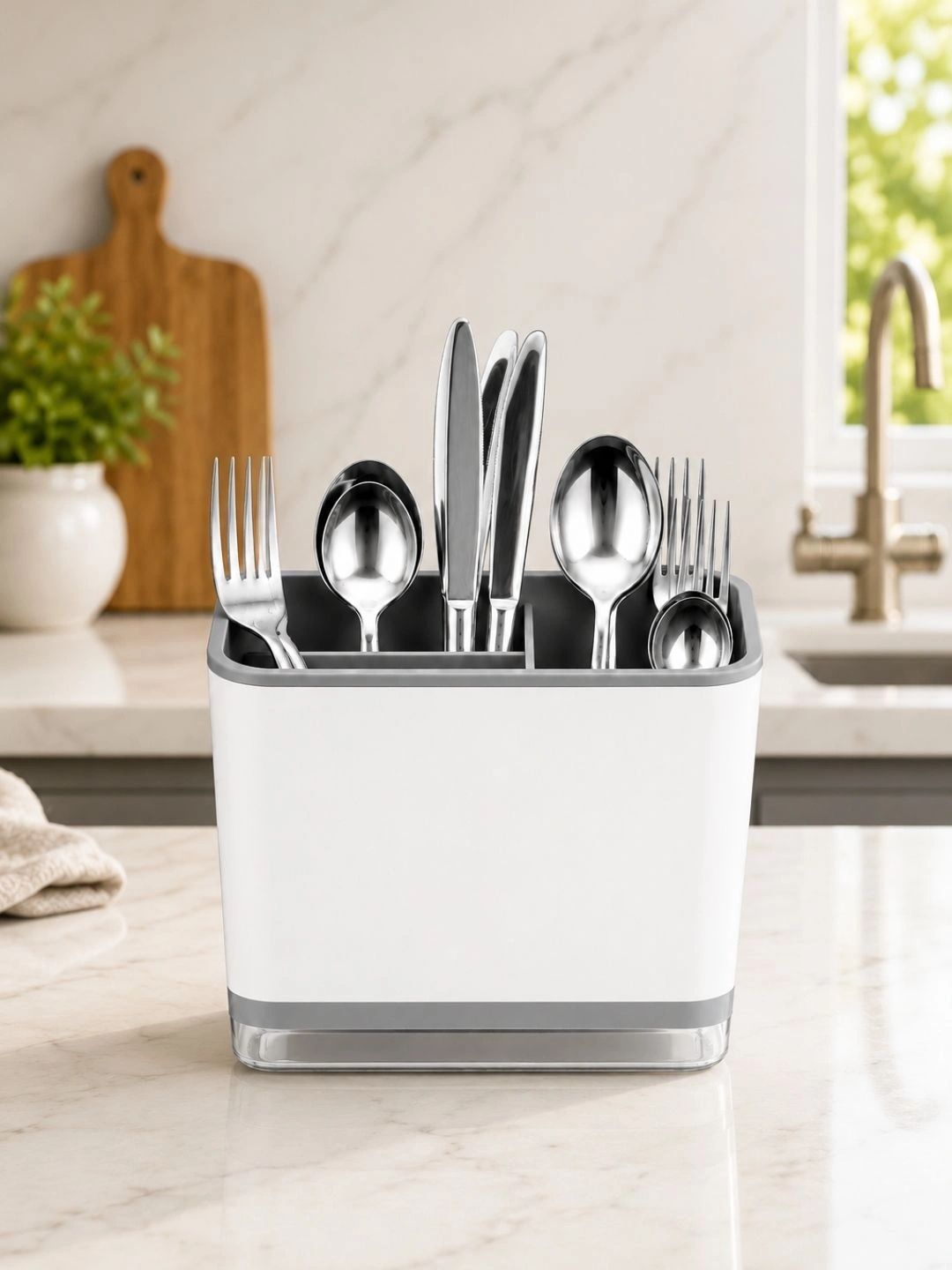 KitchEase Grey Plastic Cutlery Holder-picture-30