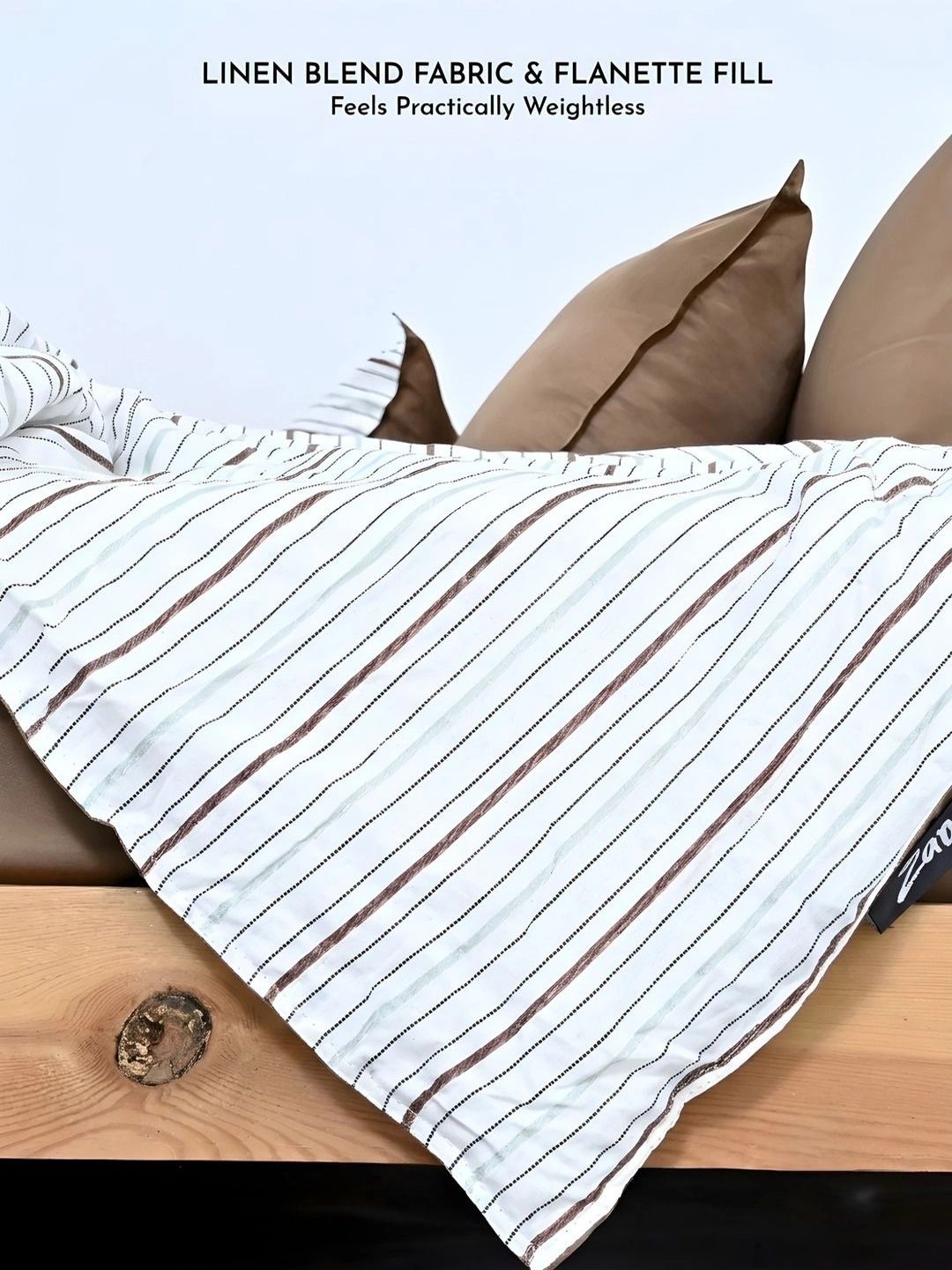 Zarf White & Beige Striped 400 GSM Comforter-image-16