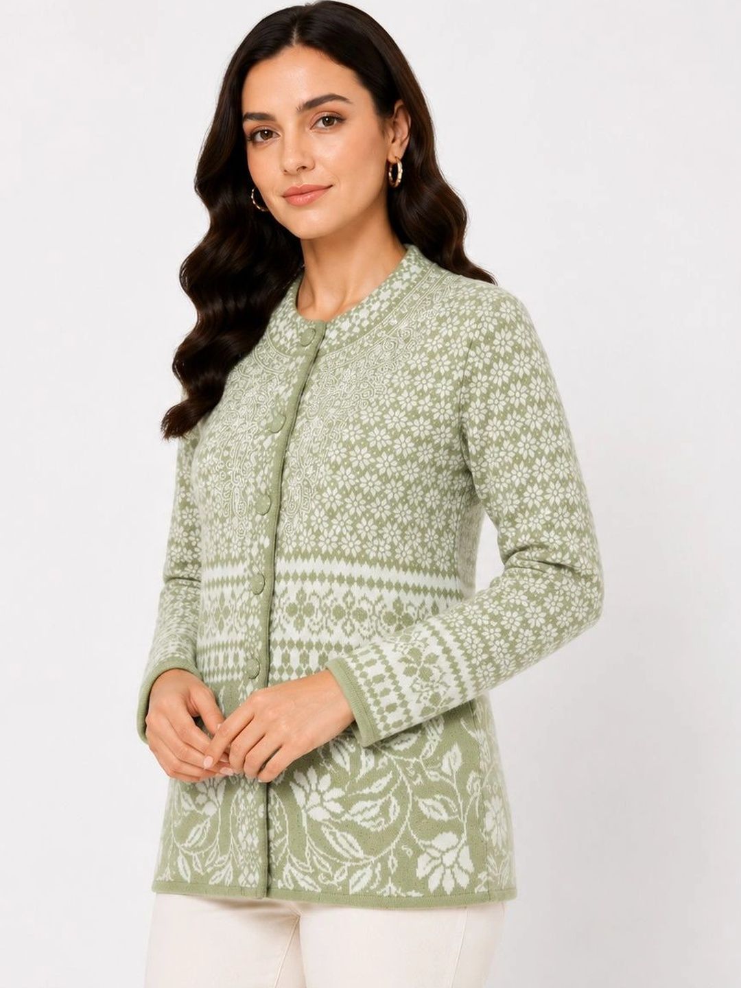 HIMYUG Women Floral Printed Woollen Cardigan-picture-47