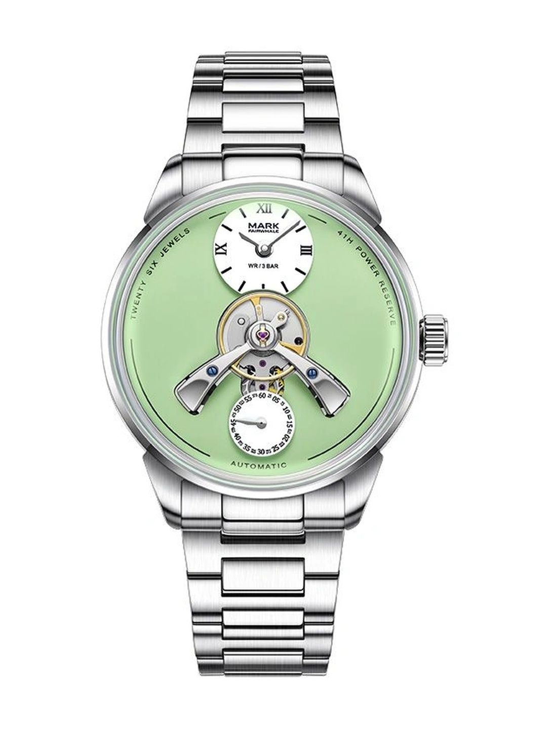 mark fairwhale Men Skeleton Dial & Stainless Steel Bracelet Style Straps Analogue Multi Function Automatic Watch-picture-12